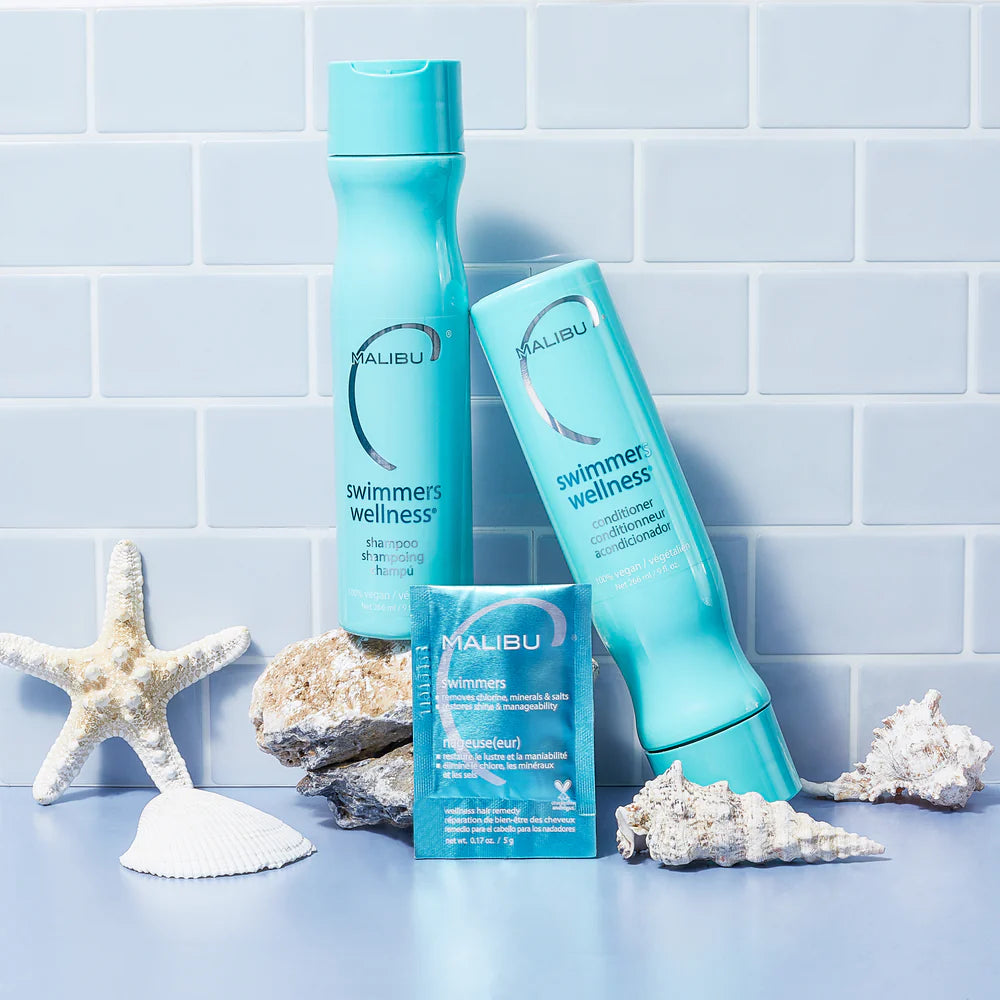 Malibu C Swimmers Wellness Conditioner - Chlorine & Salt Water Repair for Dry, Damaged Hair | Post-Swim Hair Care for Pool & Beach Lovers