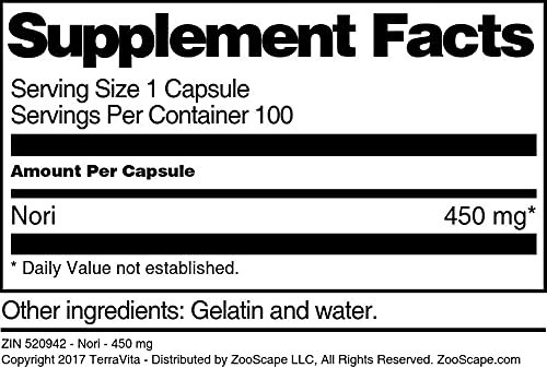 Premium Organic Nori Seaweed Capsules 450mg (100 Capsules per Bottle, 3-Pack) - Rich in Iodine & Minerals, Supports Thyroid Health - Perfect for Vegan Diet, Detox & Daily Nutrition Supplement