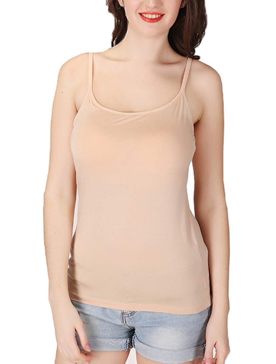 Women's Built-in Shelf Bra Camisole - Padded Strappy Tank Top with Adjustable Straps | Perfect for Layering, Casual Wear & Summer Outfits