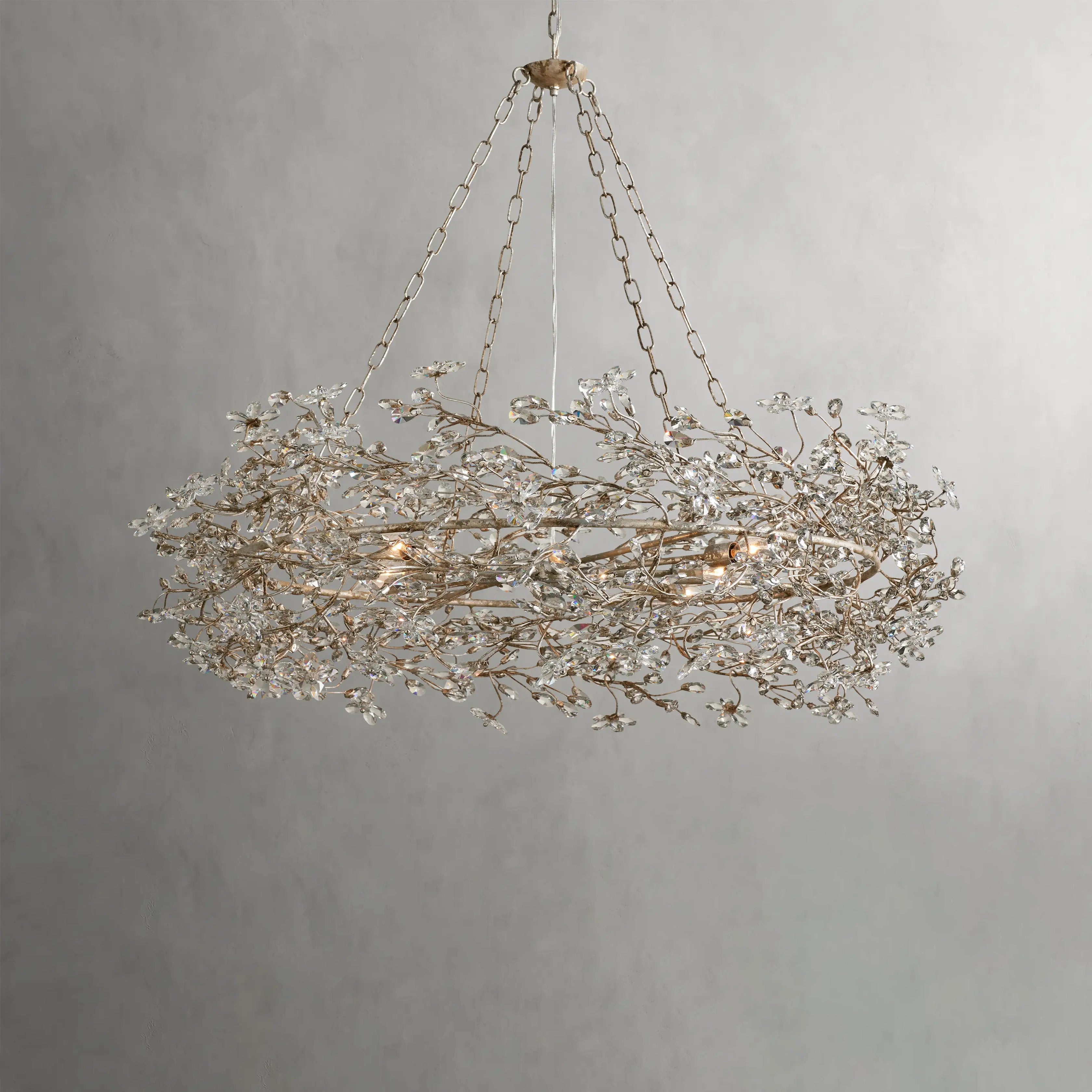 Fiore Crown Chandelier - 39/48/60 Inch Modern Crystal Ceiling Light Fixture for Dining Room, Living Room & Bedroom | Elegant Home Decor Lighting