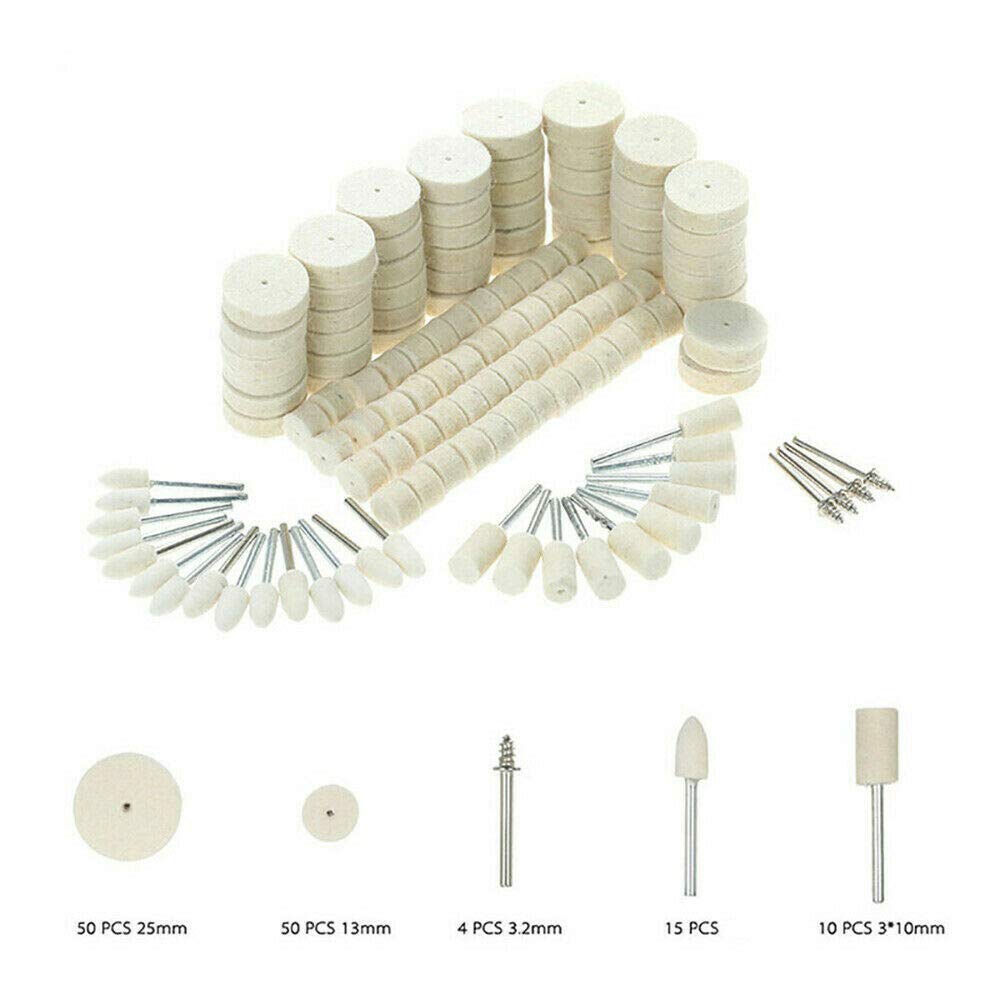 129-Piece Felt Polishing Buffing Pads & Wool Wheel Kit for Rotary Tools - Plastic Backing Pads - Ideal for Car Detailing, Jewelry Polishing & DIY Crafts