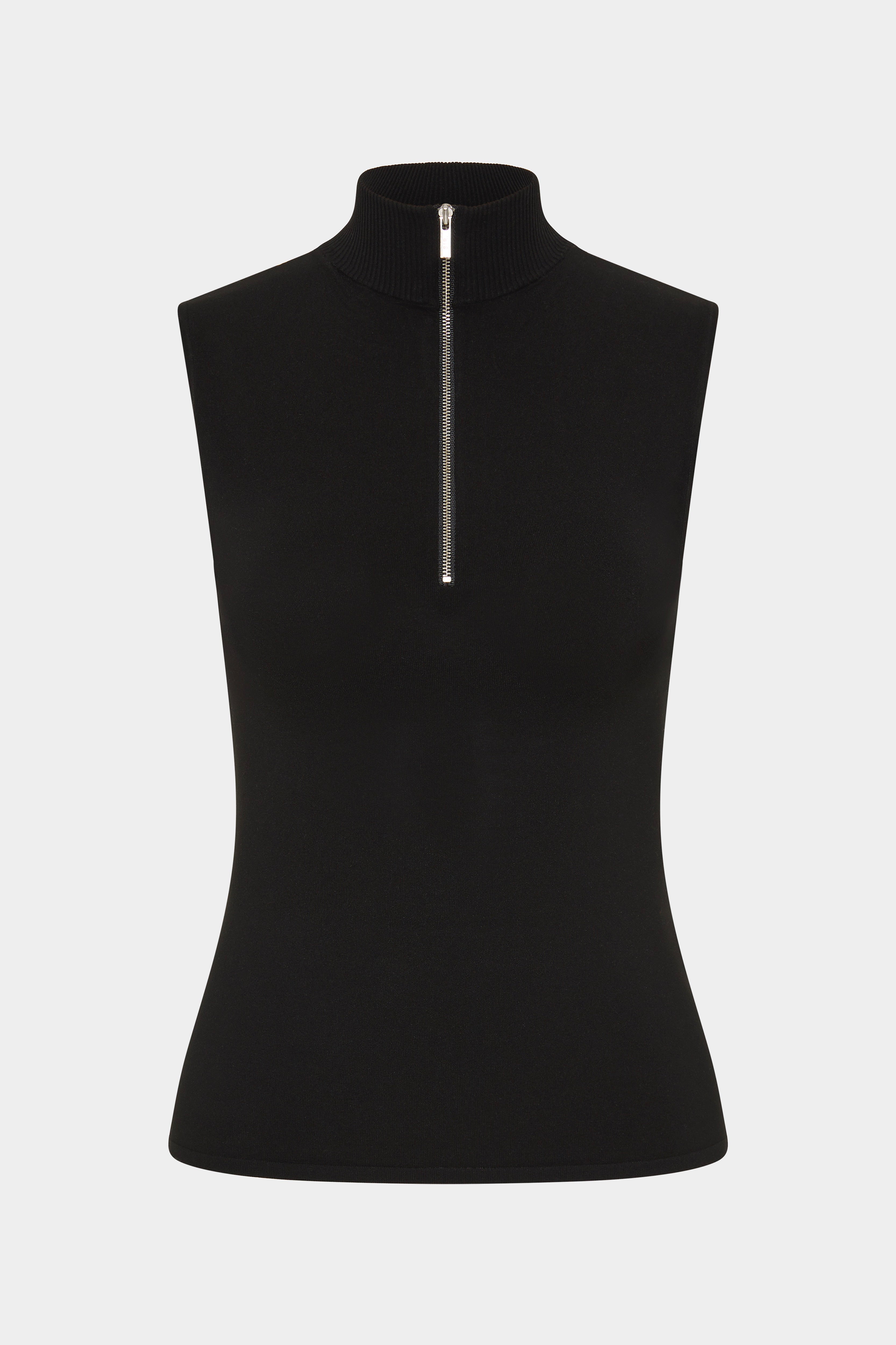 Romy Zip Tank Top for Women - Black Workout Shirt for Yoga, Running & Gym | Breathable & Stylish Activewear
