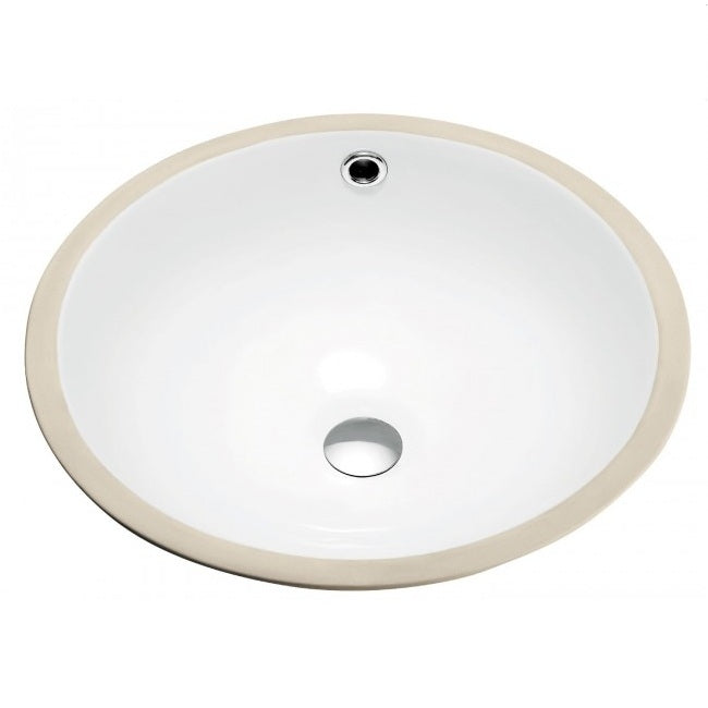 White Round Under Counter Mount Bathroom Sink with Overflow Hole - Perfect for Modern Vanities, Powder Rooms & Small Bathroom Remodels