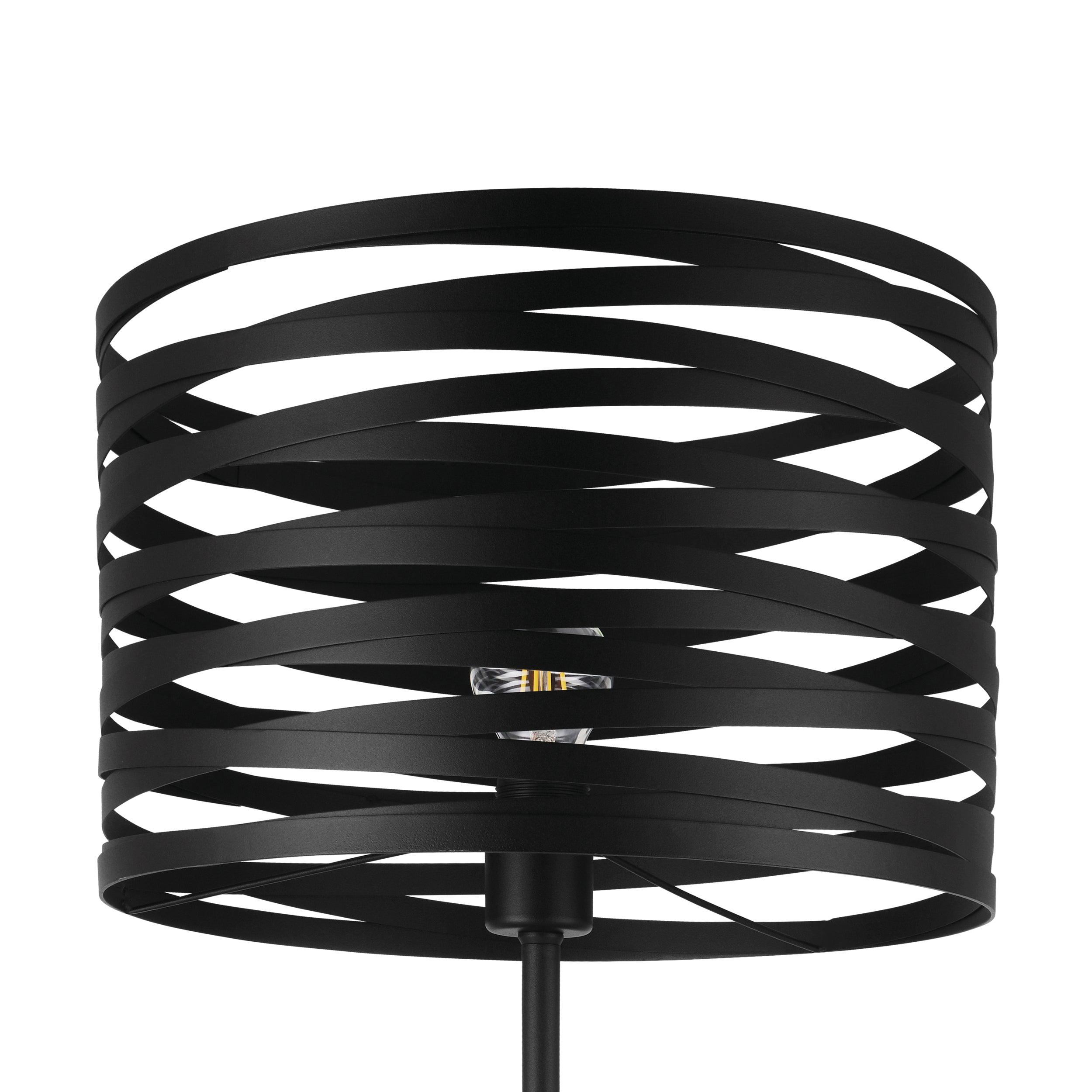 Eglo Cremella Black Steel Shaded Floor Lamp - Modern LED Standing Light for Living Room, Bedroom & Office - Adjustable Height Reading Lamp with Fabric Shade