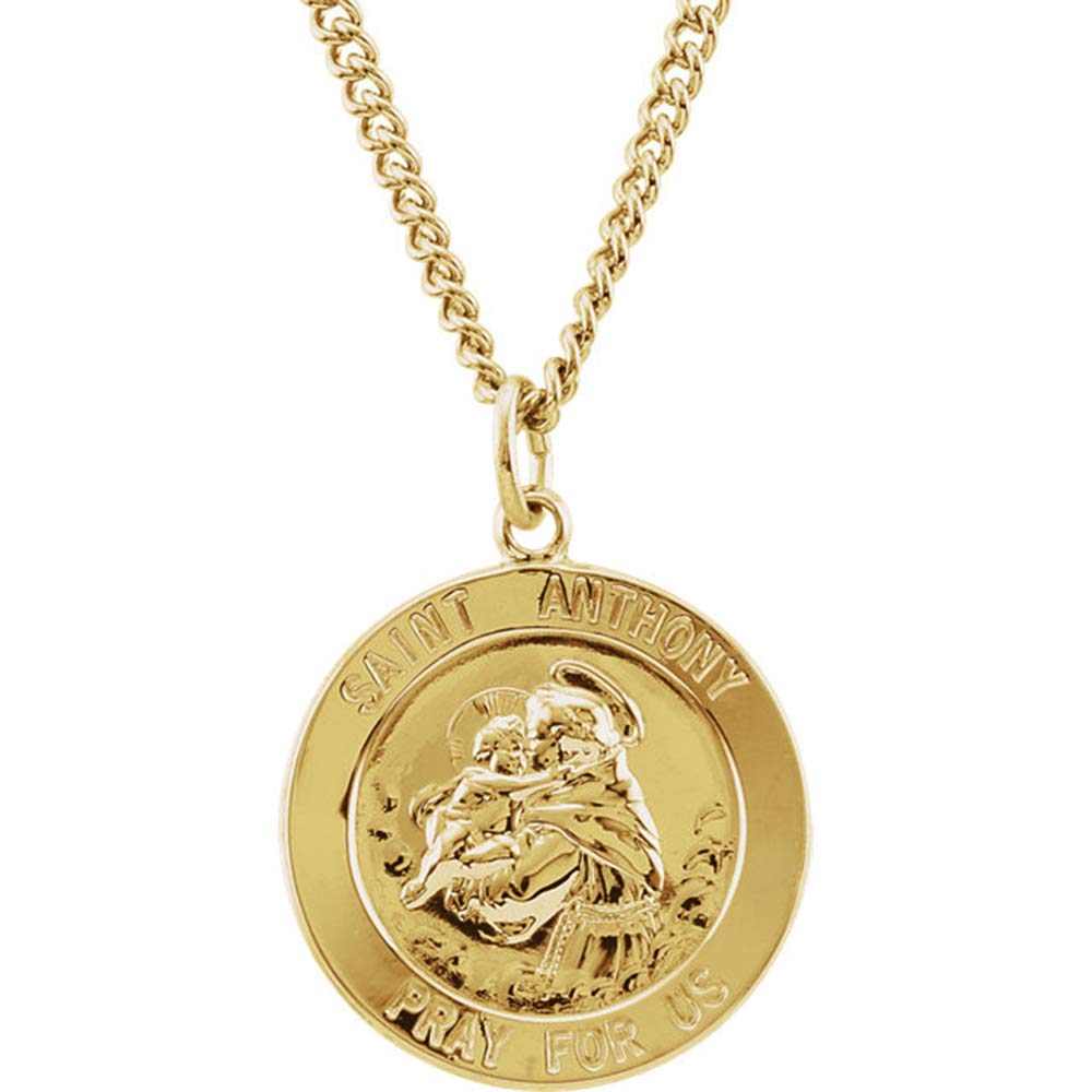 24K Gold Plated Sterling Silver 22mm St. Anthony 24