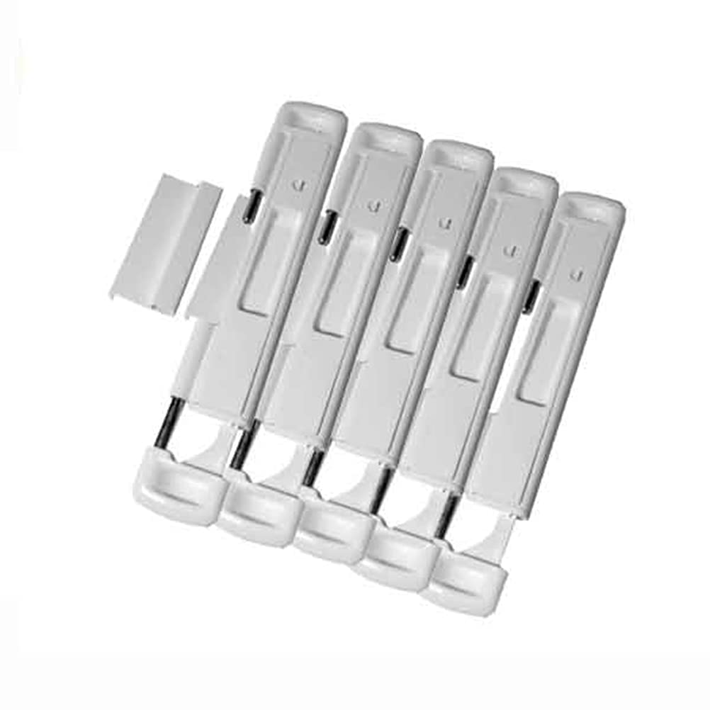 CAL Double Bolt Lock for Sliding Glass Doors - White Finish (Pack of 5) - Secure Patio, Balcony & French Doors - Home & Office Safety Solution
