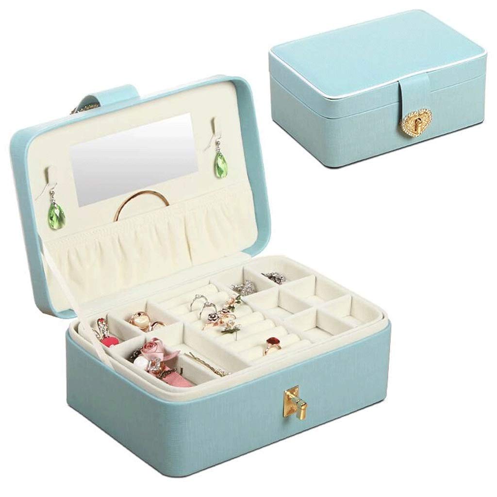 UXZDX CUJUX Small Faux Leather Jewelry Organizer Box - Travel Storage Case for Rings, Earrings & Necklaces (Green) | Perfect for Vacation, Gift Giving & Home Display