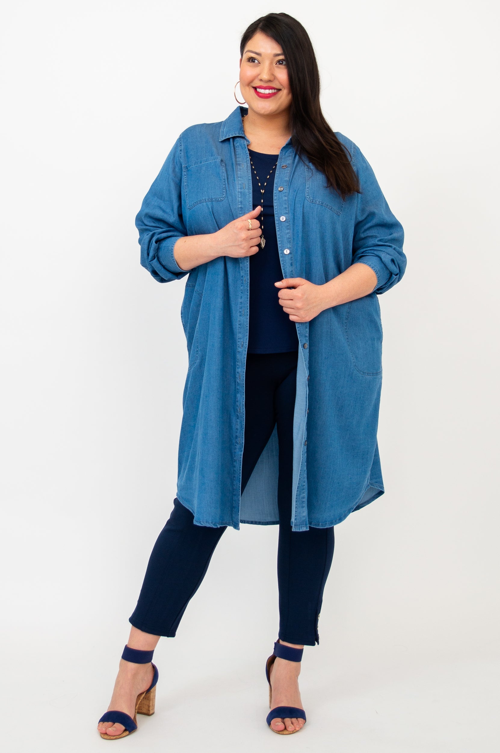 Anka Duster Jacket - Soft Tencel Denim Coat for Women | Lightweight Layering Piece for Spring & Fall Fashion