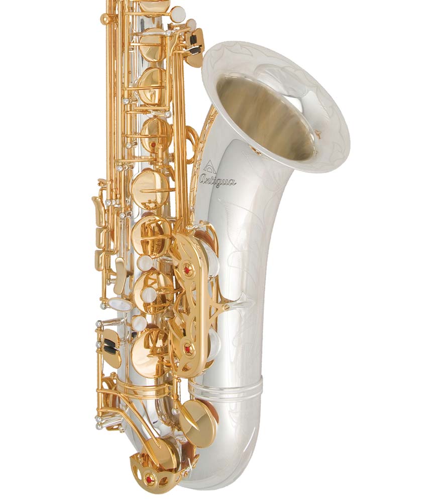 Antigua Winds TS4240 PowerBell Bb Pro Tenor Saxophone - Silver Plated with Gold Keys - Perfect for Jazz, Concert & Marching Band Performances