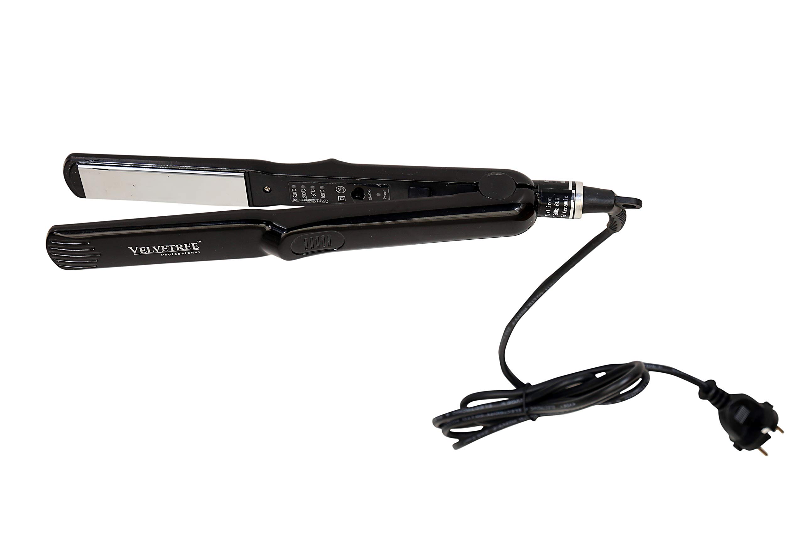 Velvetree Professional Hair Straightener for Women - Black Ceramic Flat Iron with Adjustable Temperature (VT-222) - Perfect for Home Styling, Salon Use & Travel