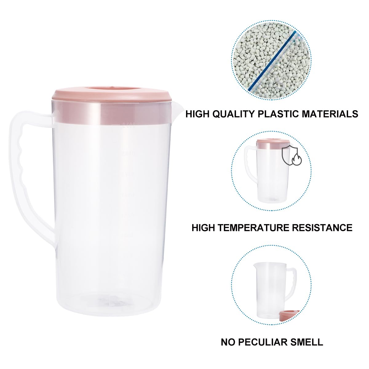 Hemoton 2600ML Large Clear Plastic Pitcher with Lid - BPA Free Juice & Iced Tea Container for Refrigerator - Perfect for Lemonade, Mixing Drinks, Water Storage & Entertaining - Ideal for Parties, BBQs & Home Use