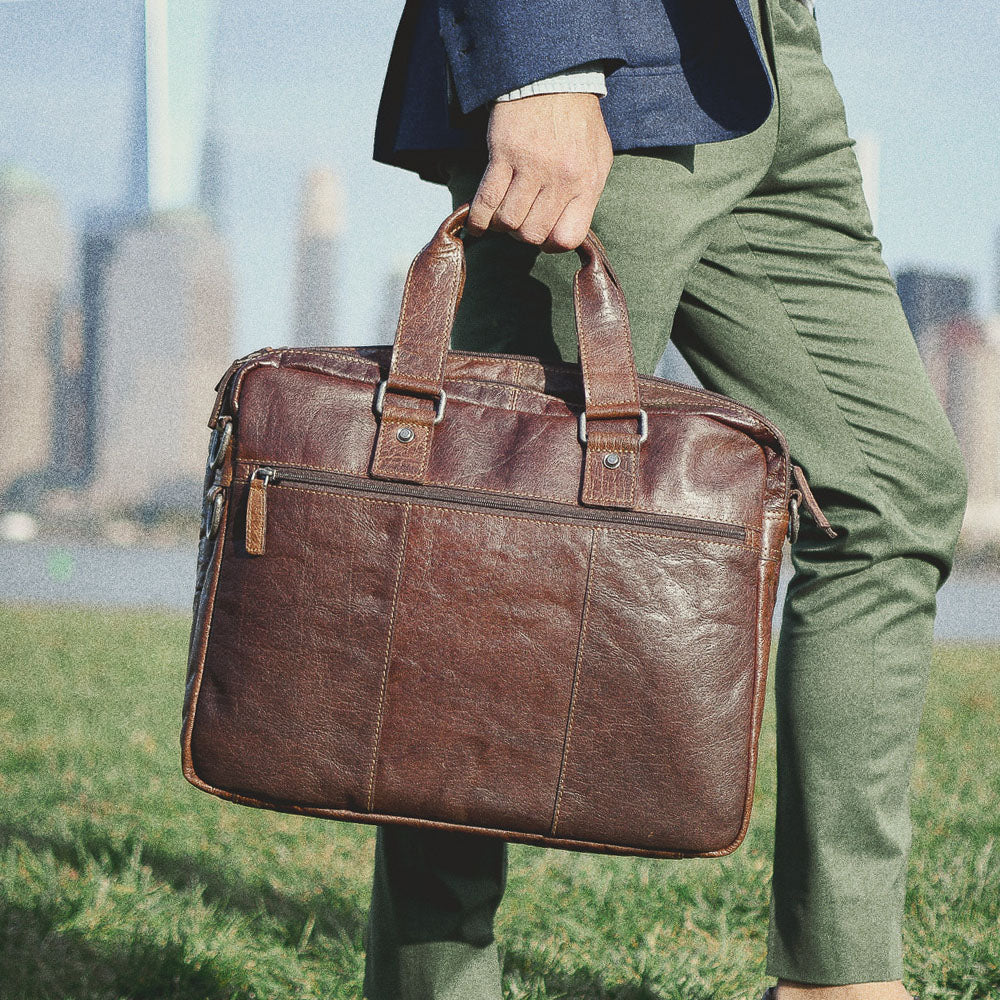 Professional Business Briefcase #7317 - Durable Leather Laptop Bag for Men & Women - Perfect for Office, Travel & Work Commute