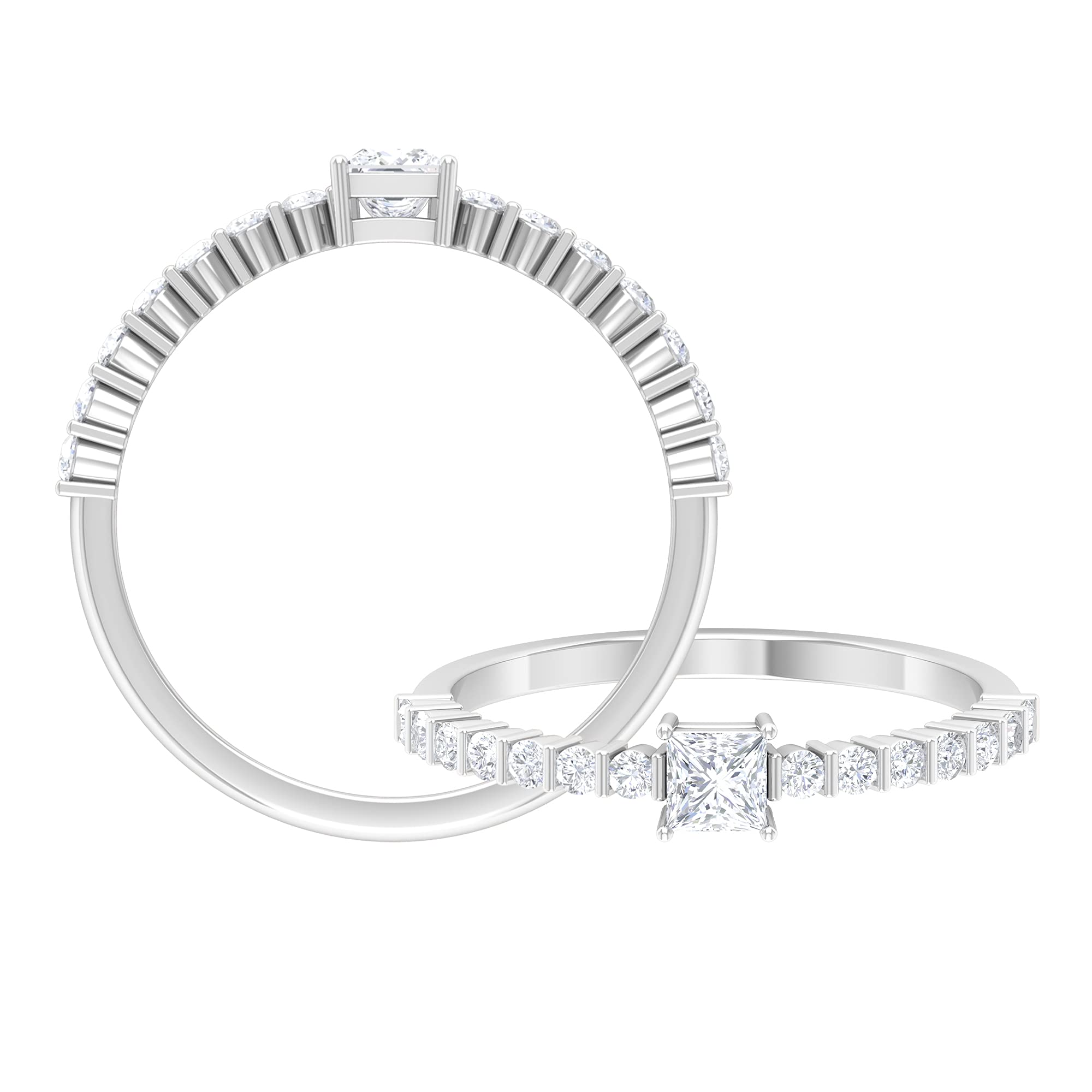3/4 CT Diamond Solitaire Promise Ring for Women - April Birthstone Ring with Side Stones in 14K Solid Gold | Perfect for Engagements, Anniversaries & Special Occasions