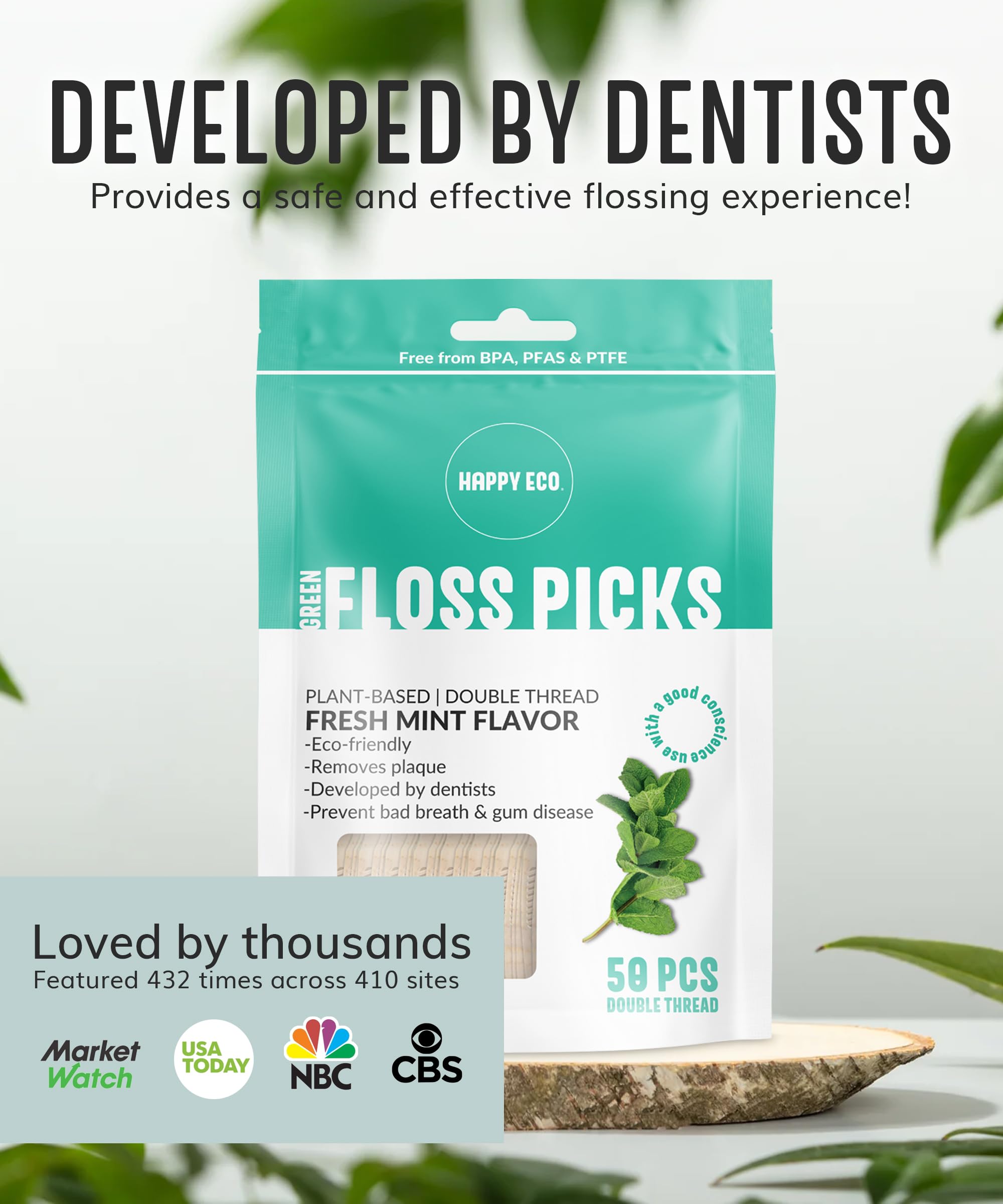 Biodegradable Dental Floss Picks (200 Count) - Natural Bamboo Charcoal Flossers for Adults & Kids - Eco-Friendly Vegan Tooth Cleaners - Perfect for Travel, Home & Office Oral Care
