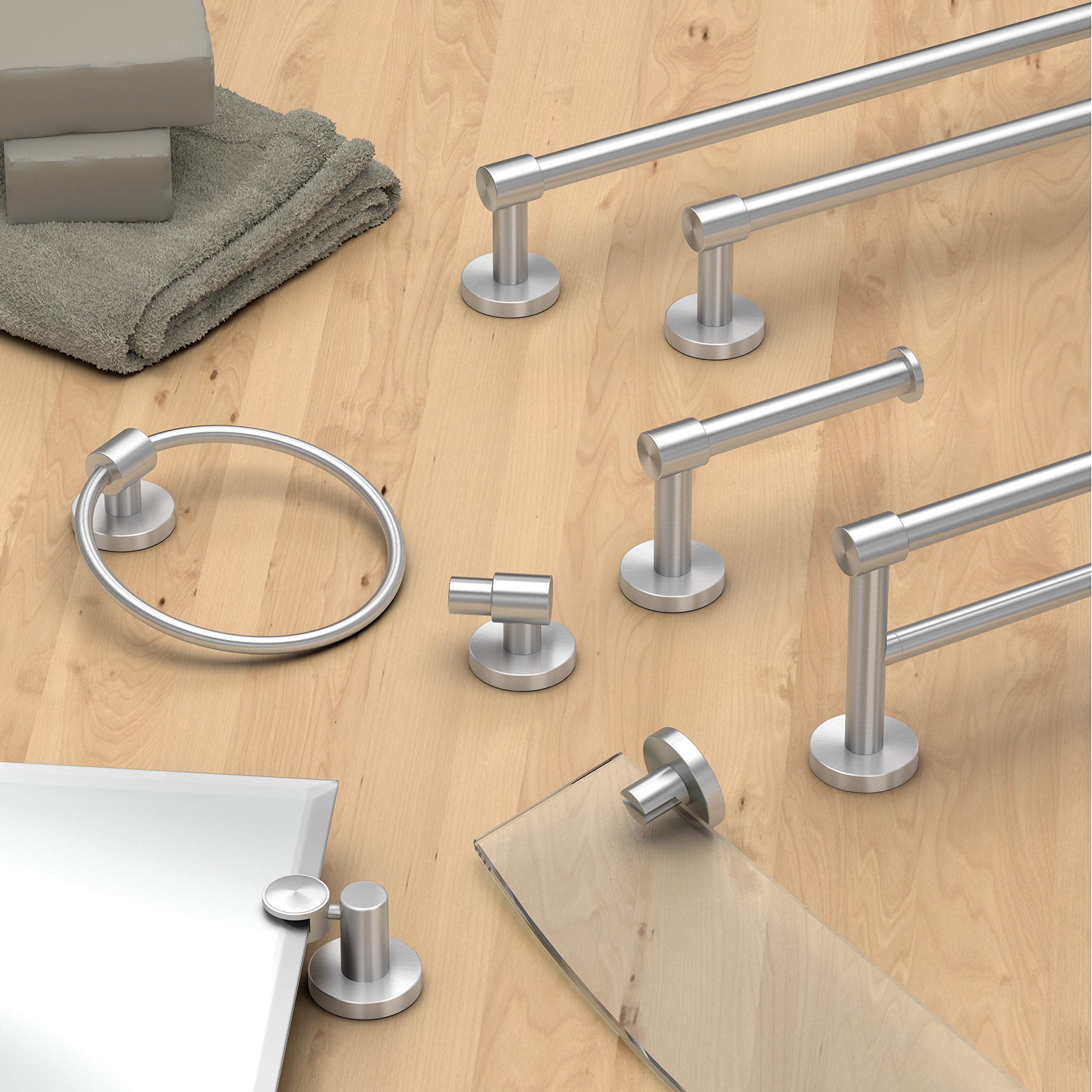 Gatco 4673 Reveal Euro Toilet Paper Holder - Satin Nickel Finish, 7.13