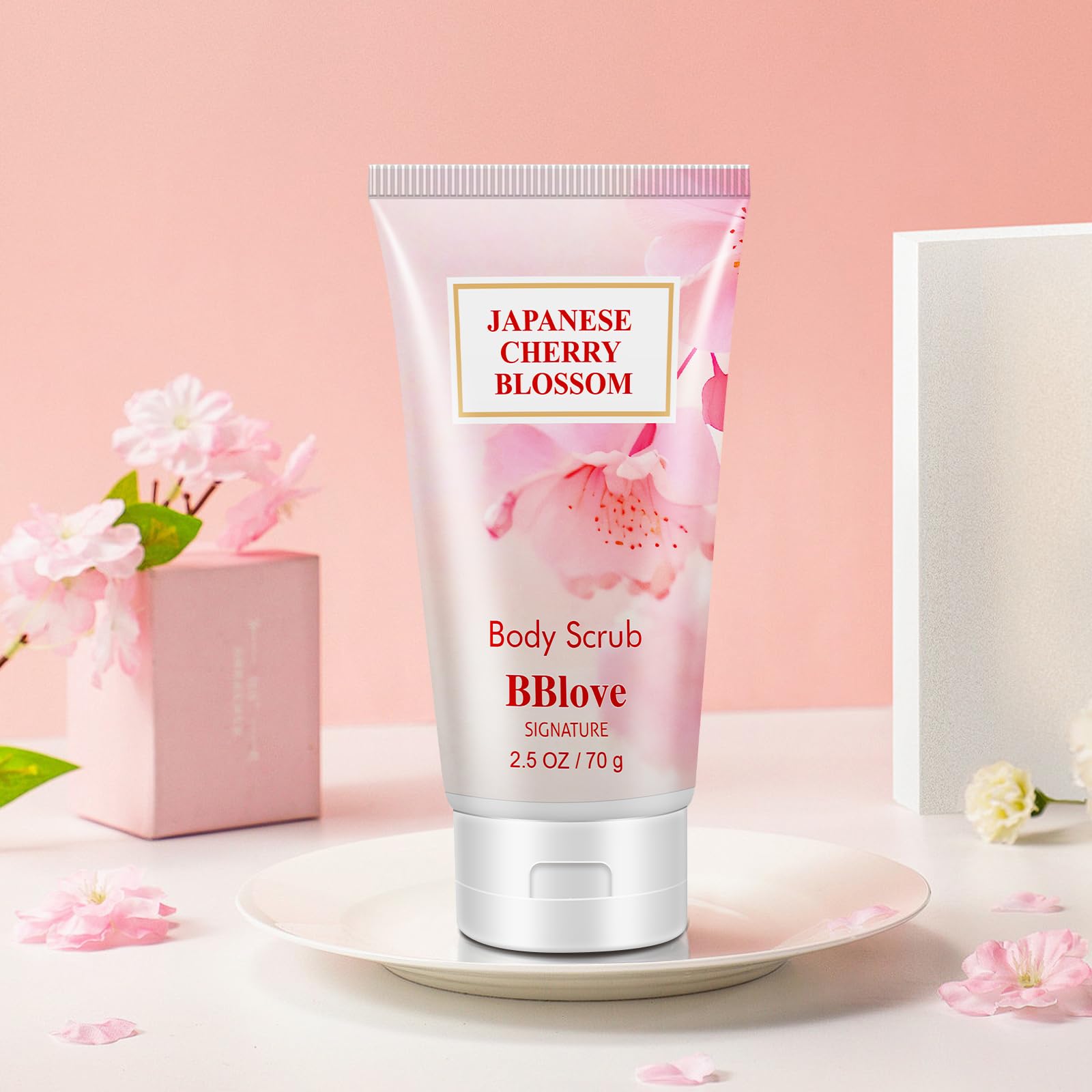 Japanese Cherry Blossom Bath & Body Gift Set for Women - 4PCS (Shower Gel, Body Lotion, Body Mist, Exfoliating Scrub) - Perfect for Spa Day, Self-Care, Birthday & Holiday Gifts