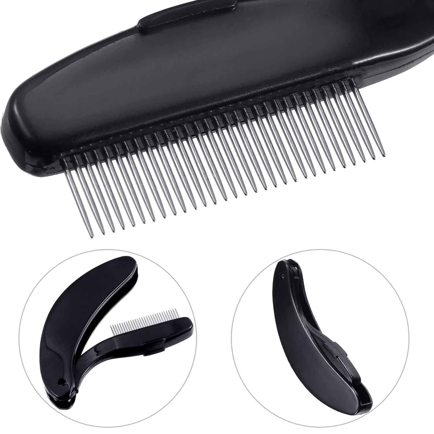 TecUnite 4 Pack Stainless Steel Eyelash & Eyebrow Comb - Professional Lash & Brow Makeup Brush for Perfect Grooming (Black) | Ideal for Home, Salon & Travel Makeup Kits