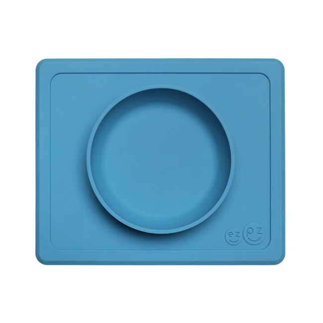 ezpz Mini Bowl - Blue Silicone Baby Feeding Dish for Toddlers | Non-Slip, BPA-Free | Perfect for High Chairs, Travel & Mess-Free Meals