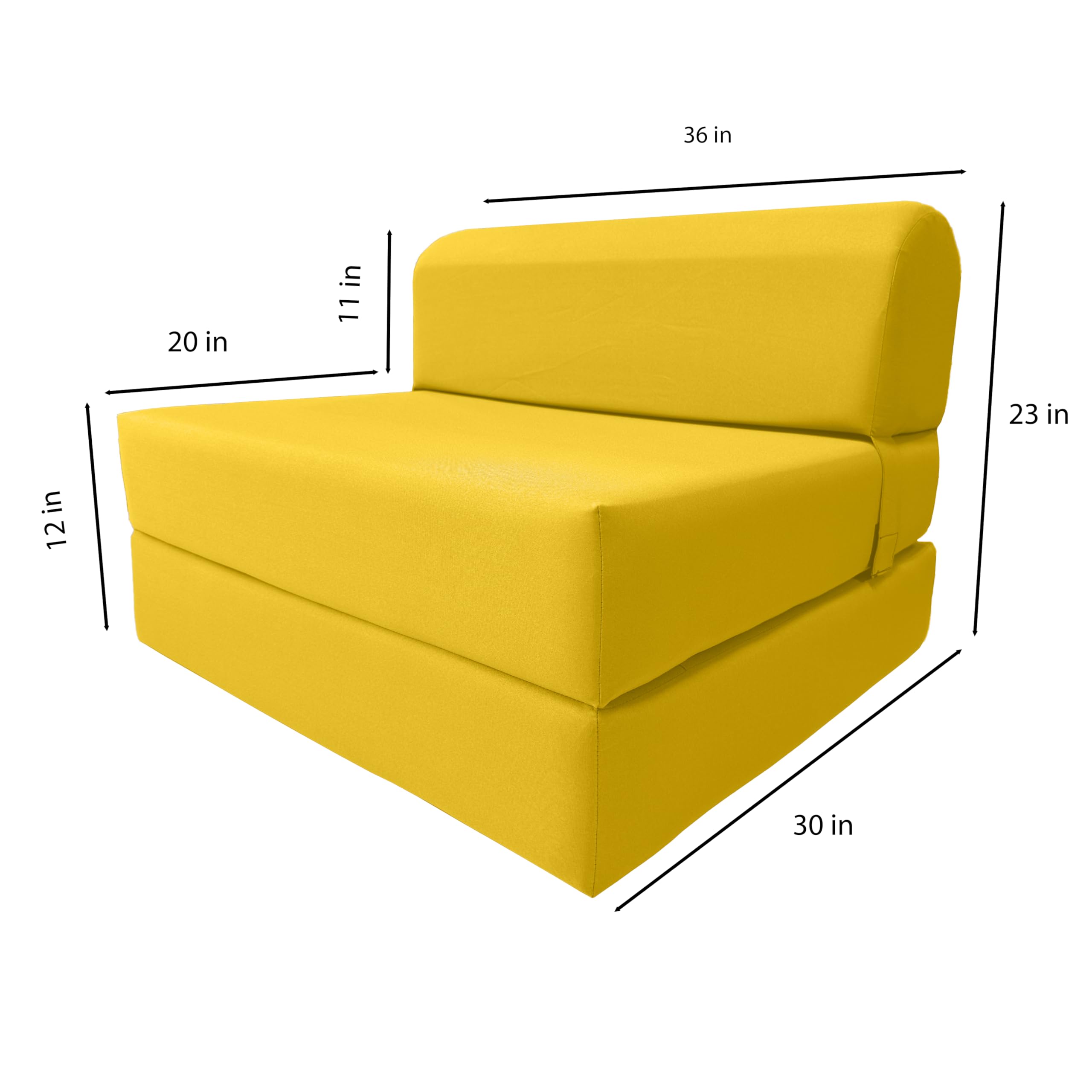 D&D Futon Furniture Yellow Sleeper Chair - Foldable Foam Bed for Studio & Guest Use, High-Density 1.8 lb Foam Sofa (70