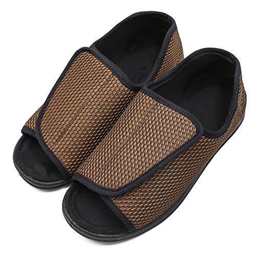 **Men's Open Toe Diabetic Slippers for Swollen Feet – Adjustable Orthopedic Wide Width Walking Shoes for Arthritis, Edema & Elderly Men – Ideal for Home, Hospital & Post-Surgery Recovery**