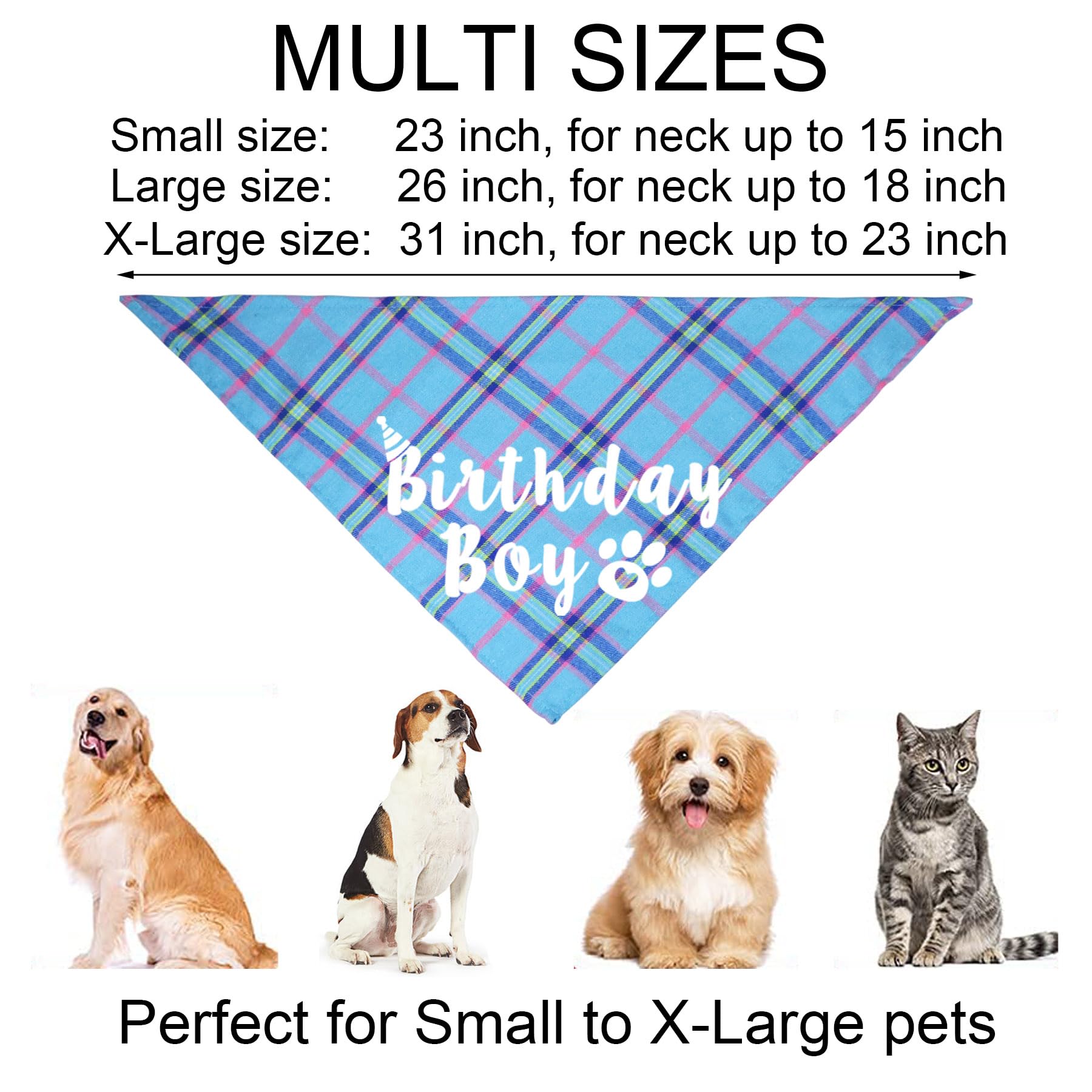 Dog Birthday Bandana for Small Dogs - Adjustable Light Blue Pet Bandana with Multi-Size Options | Perfect for Birthday Parties, Photo Shoots & Special Occasions