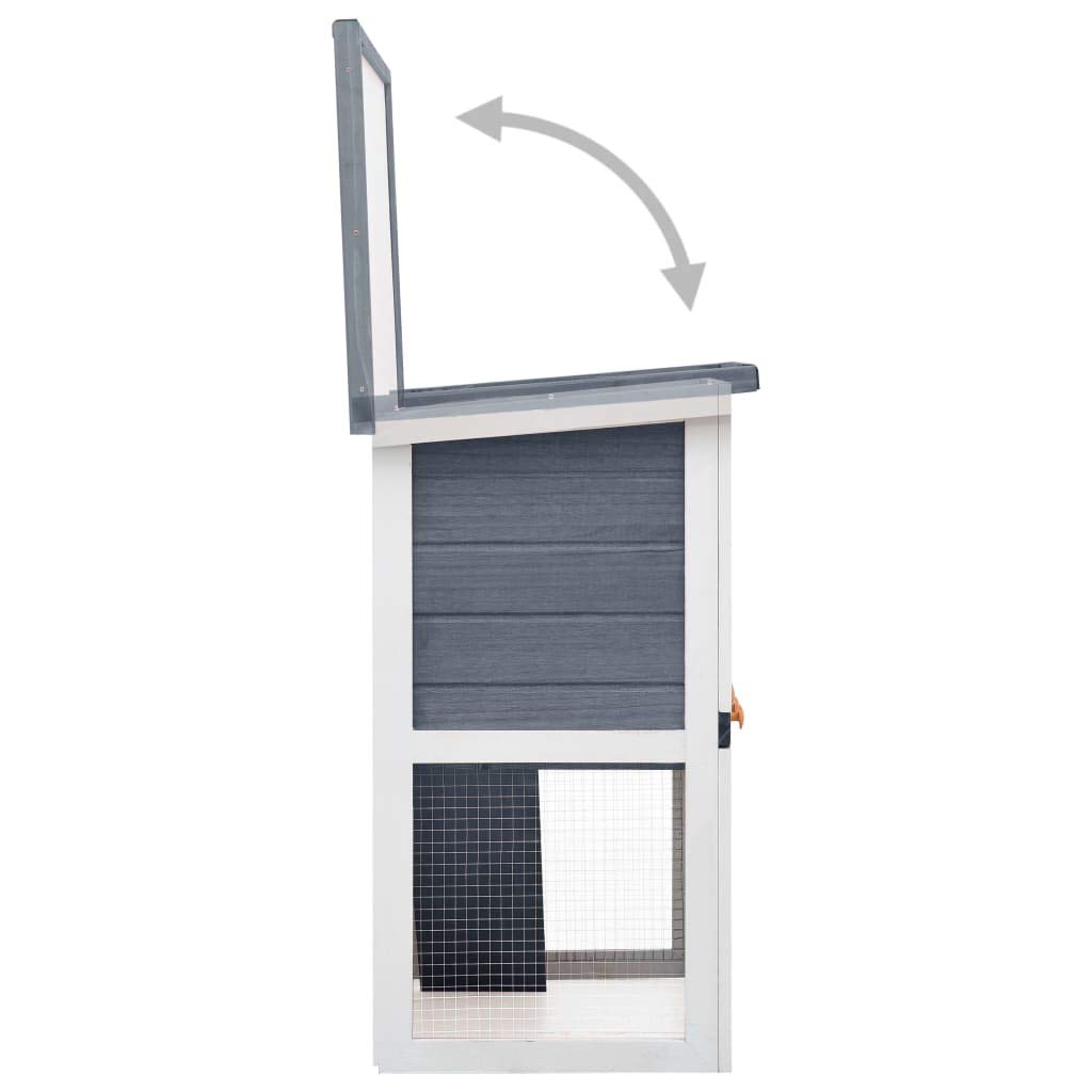 Premium Rabbit Hutch for Small Animals - Guinea Pig Cage, Bunny House with Run | Indoor & Outdoor Wooden Pet Enclosure (1 Door, Gray) | Perfect for Backyard, Patio & Home Use