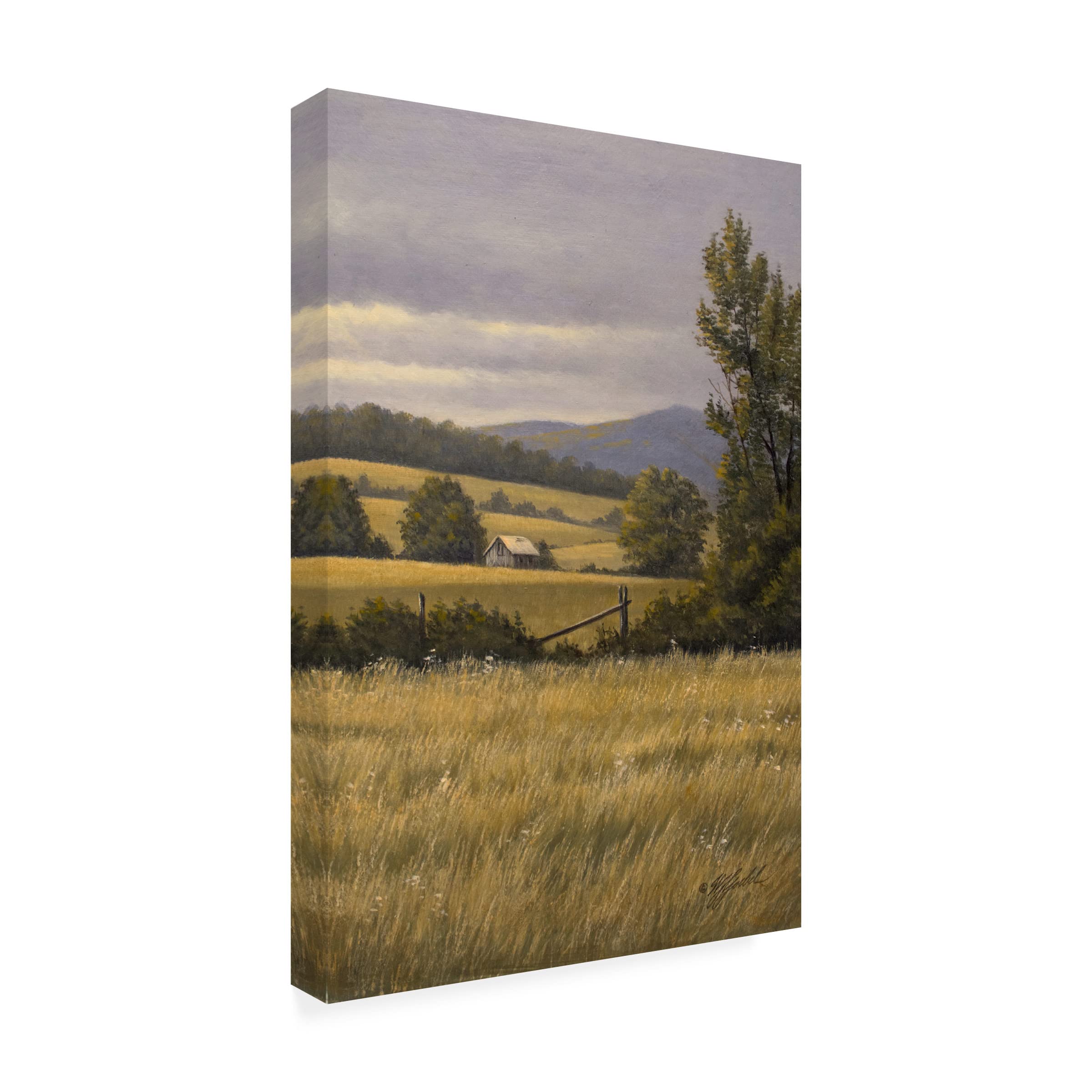 Wilhelm Goebel 'Hayfields Near Arlington' Canvas Wall Art - Hand-Painted Landscape Painting for Living Room, Bedroom & Office Decor
