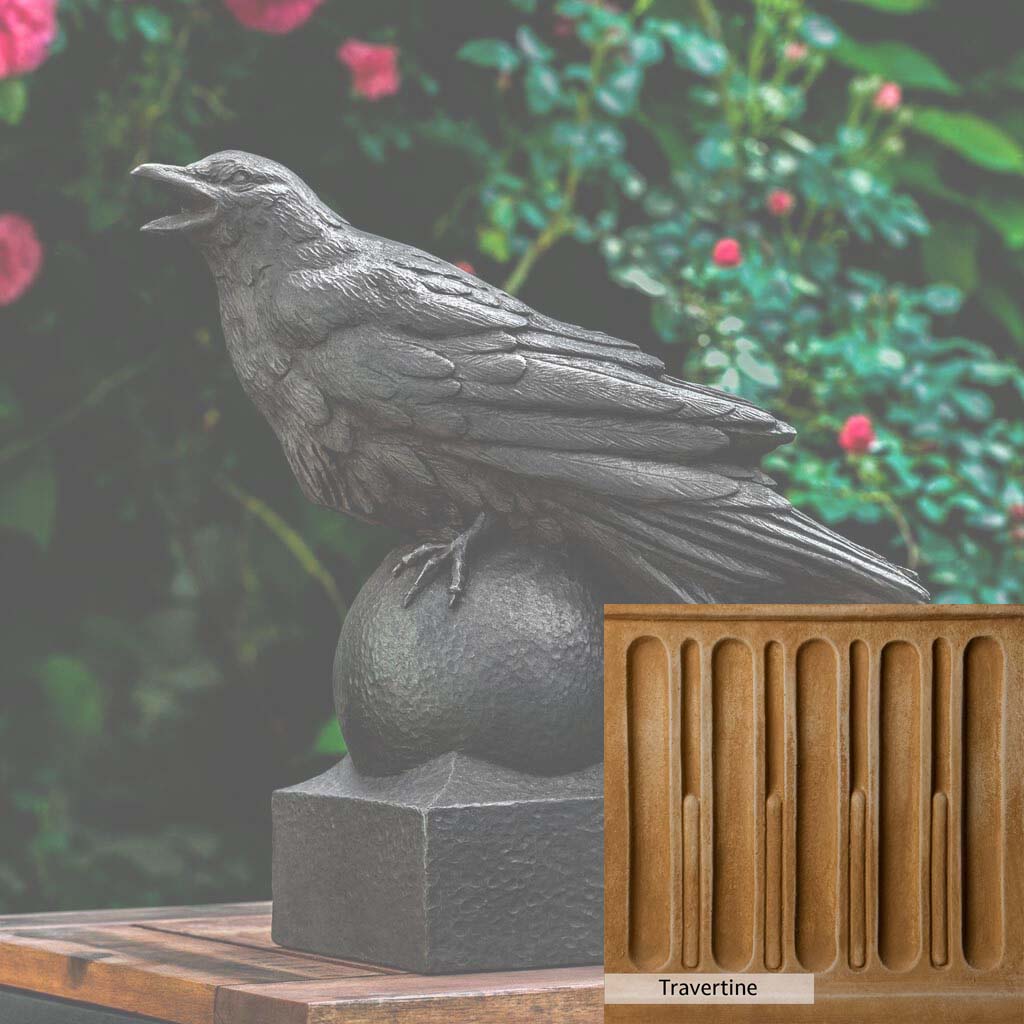 Campania International Corvus Statue - Handcrafted Garden Decor, Roman-Inspired Outdoor Statue for Patio, Yard & Landscape Design