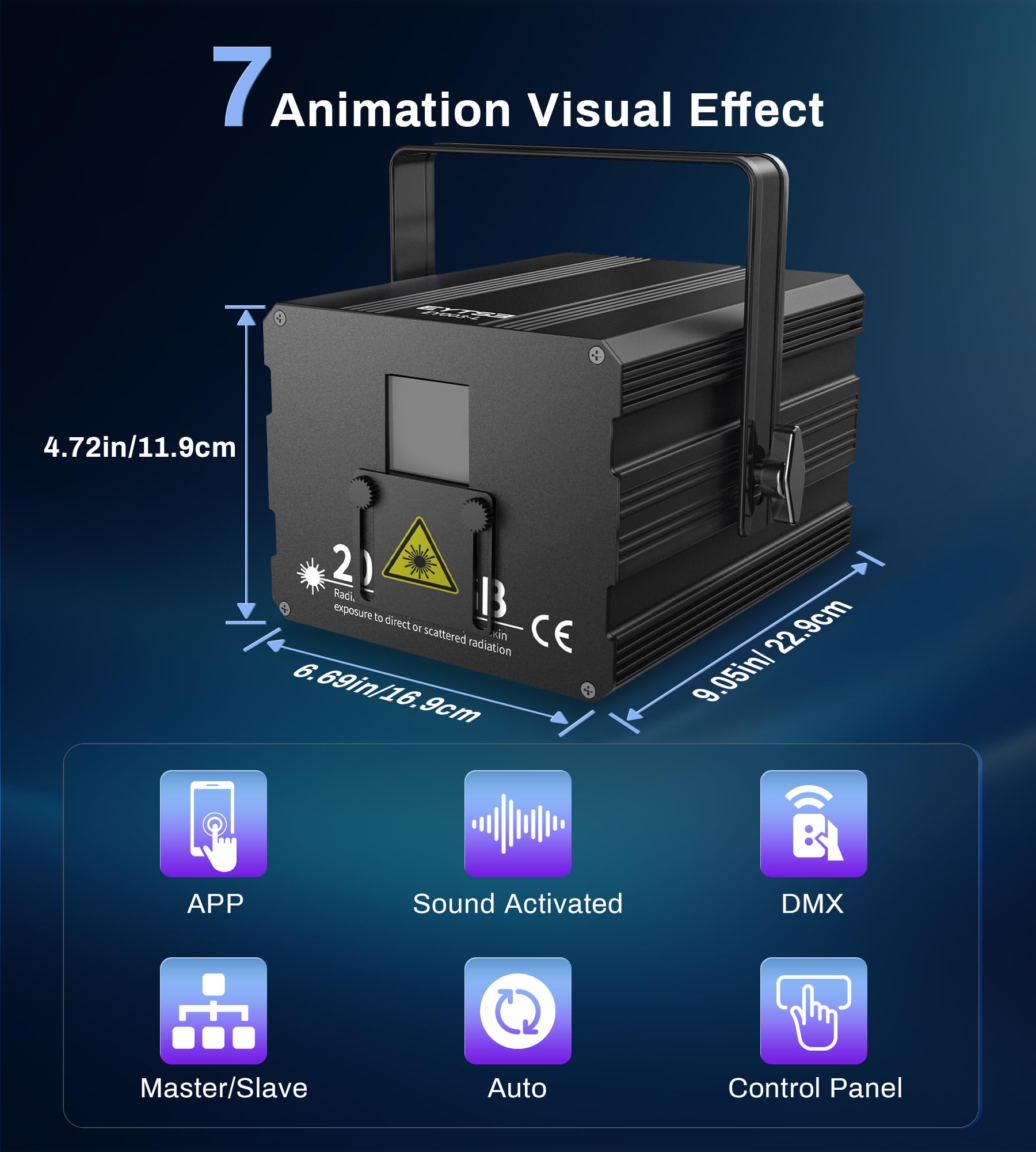 DJ Laser Party Lights - 3D Animation RGB Laser Light Projector with APP/DMX512/Music Control | Sound Activated & Remote | Perfect for Stage, Club, Disco, Home & Birthday Parties