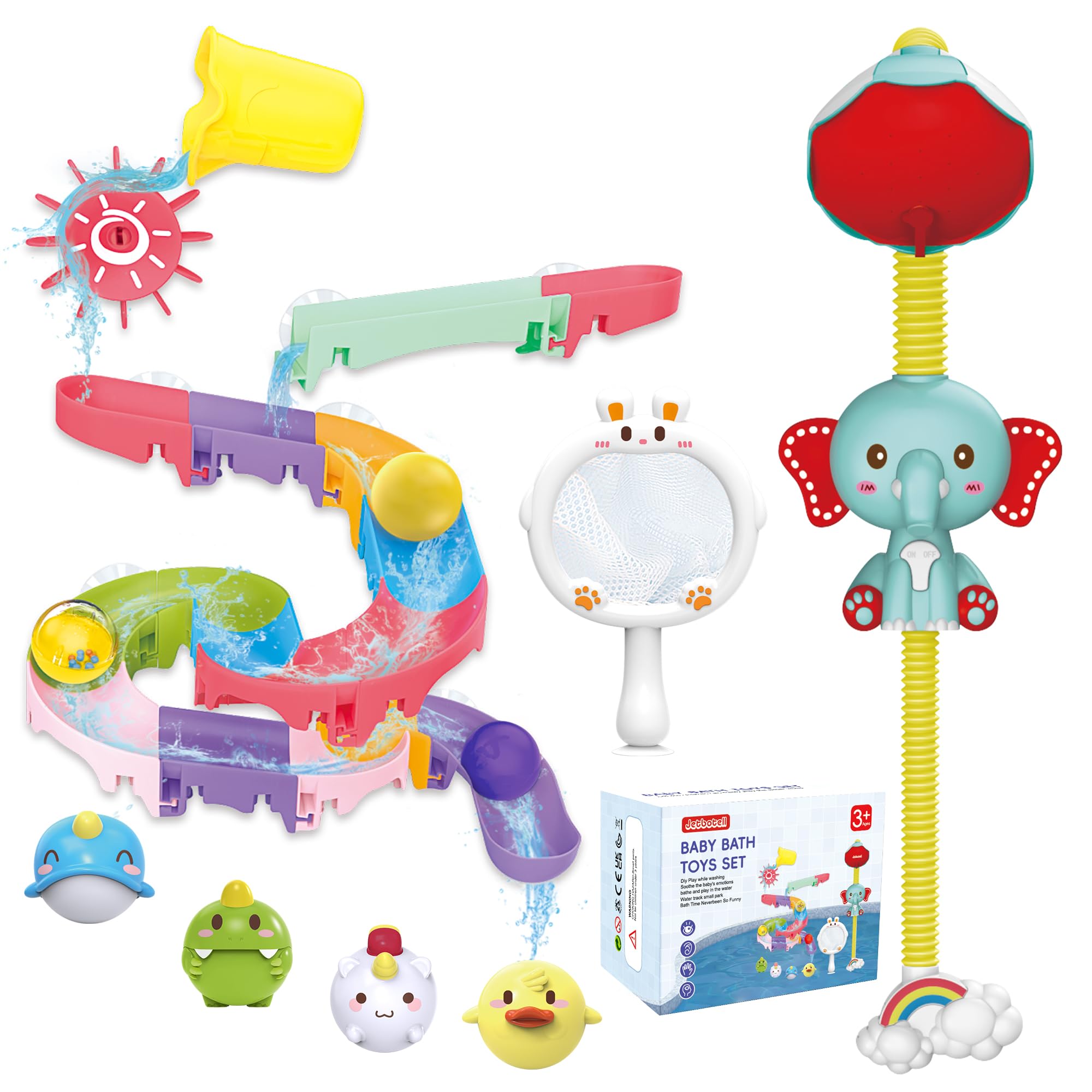 Best Toddler Bath Toys Set with Slide Track, Elephant Shower Spray & Floating Animals - Fun Bathtub Toys Gift for Kids Ages 2-5 | Perfect for Bath Time Play, Learning & Sensory Development
