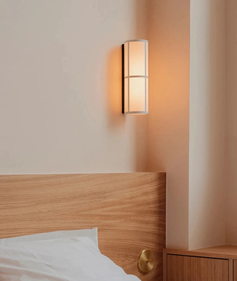 Lina Woven Fabric Wall Lamp - Modern Handwoven Rattan Light Fixture for Bedroom, Living Room & Nursery - Soft Ambient Lighting for Cozy Home Decor