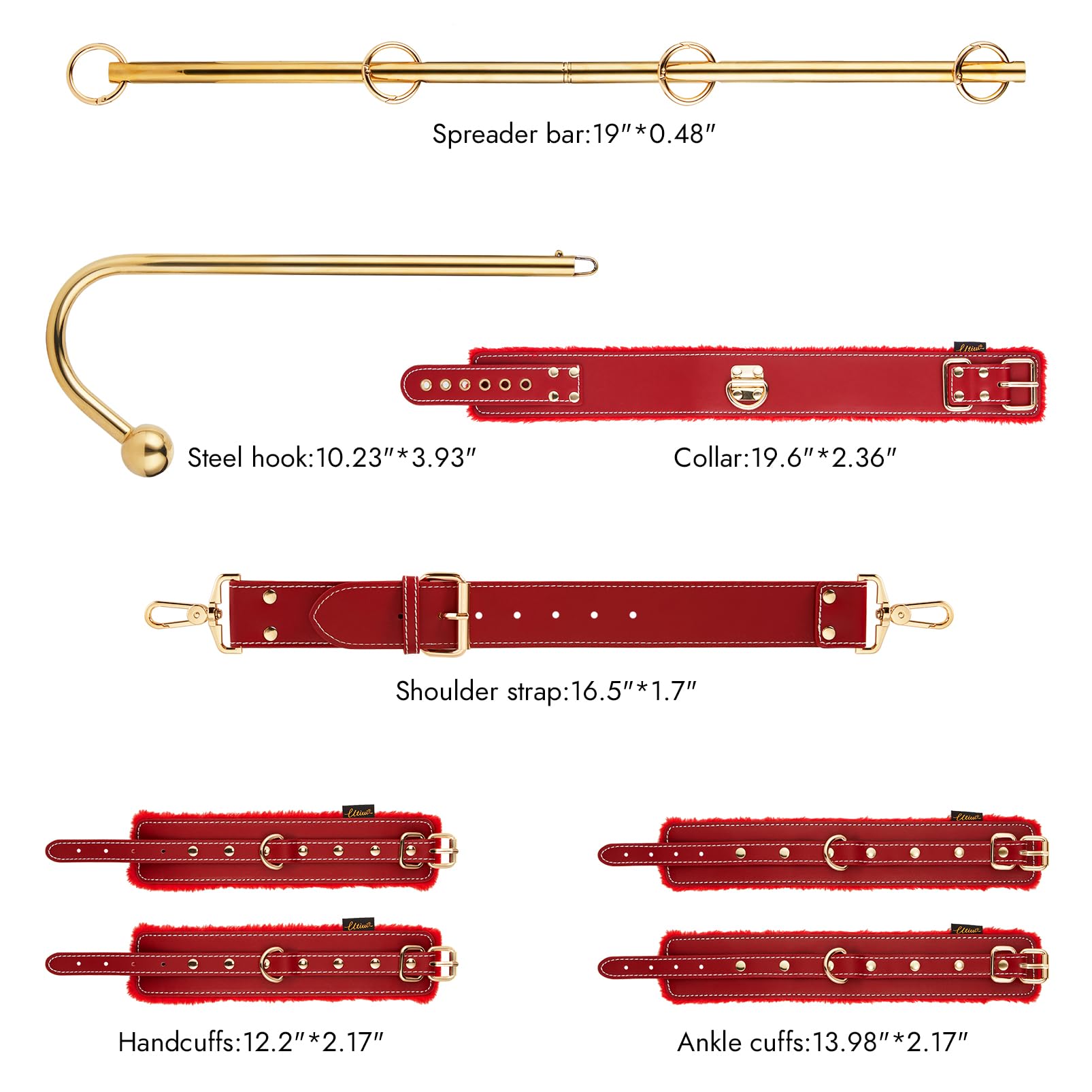 UTIMI Adjustable BDSM Restraint Kit - Leather Handcuffs, Collar & Ankle Cuffs with Anal Hook for Couples Play | Adult Bondage Sex Toys for Bedroom, Spanking & Sensual Foreplay | Perfect for BDSM Lovers & Kinky Couples