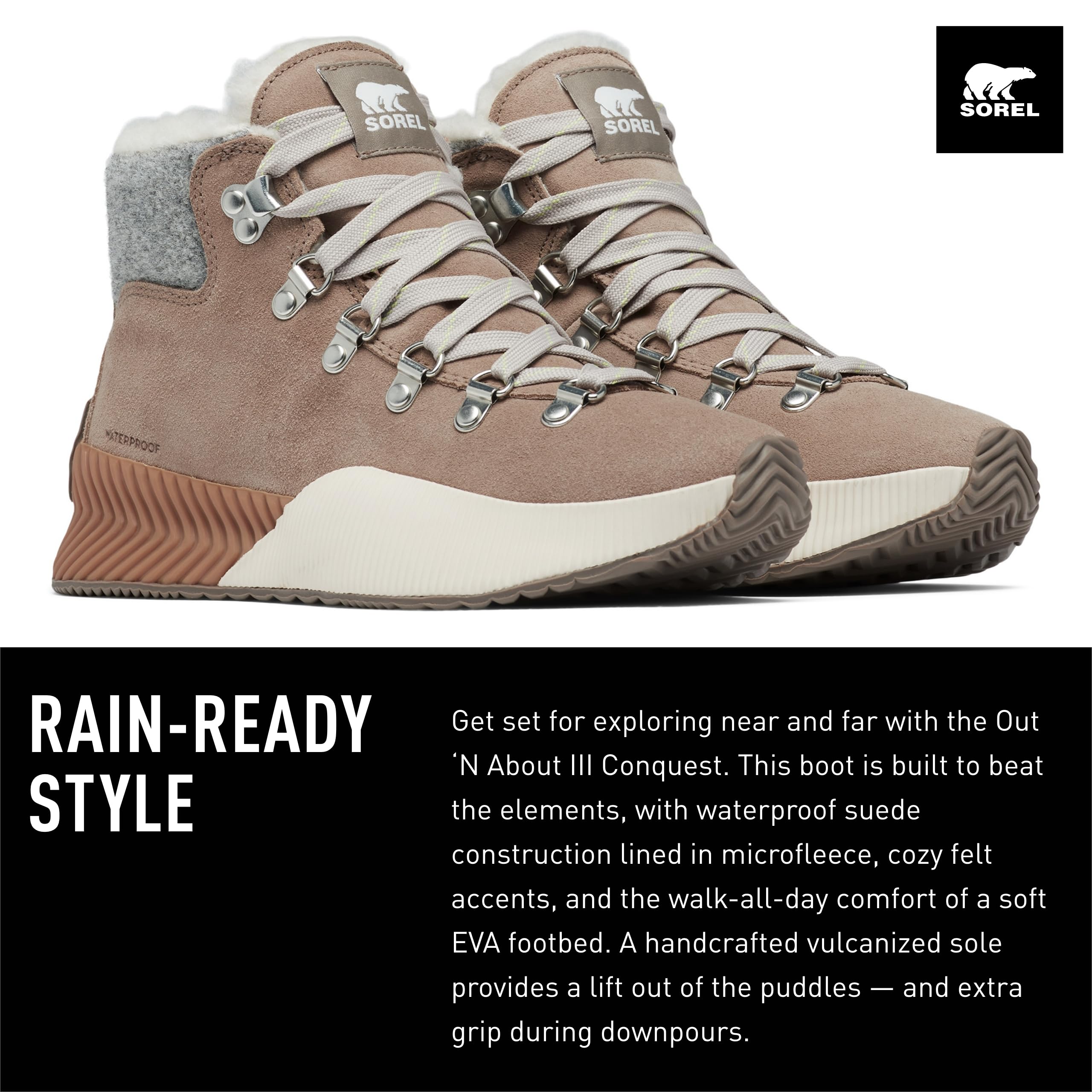 Sorel Women's Out N About III Conquest Waterproof Boots - Winter Snow Hiking Shoes for Women, Waterproof & Insulated for Cold Weather, Perfect for Outdoor Adventures, Hiking, and Snowy Conditions