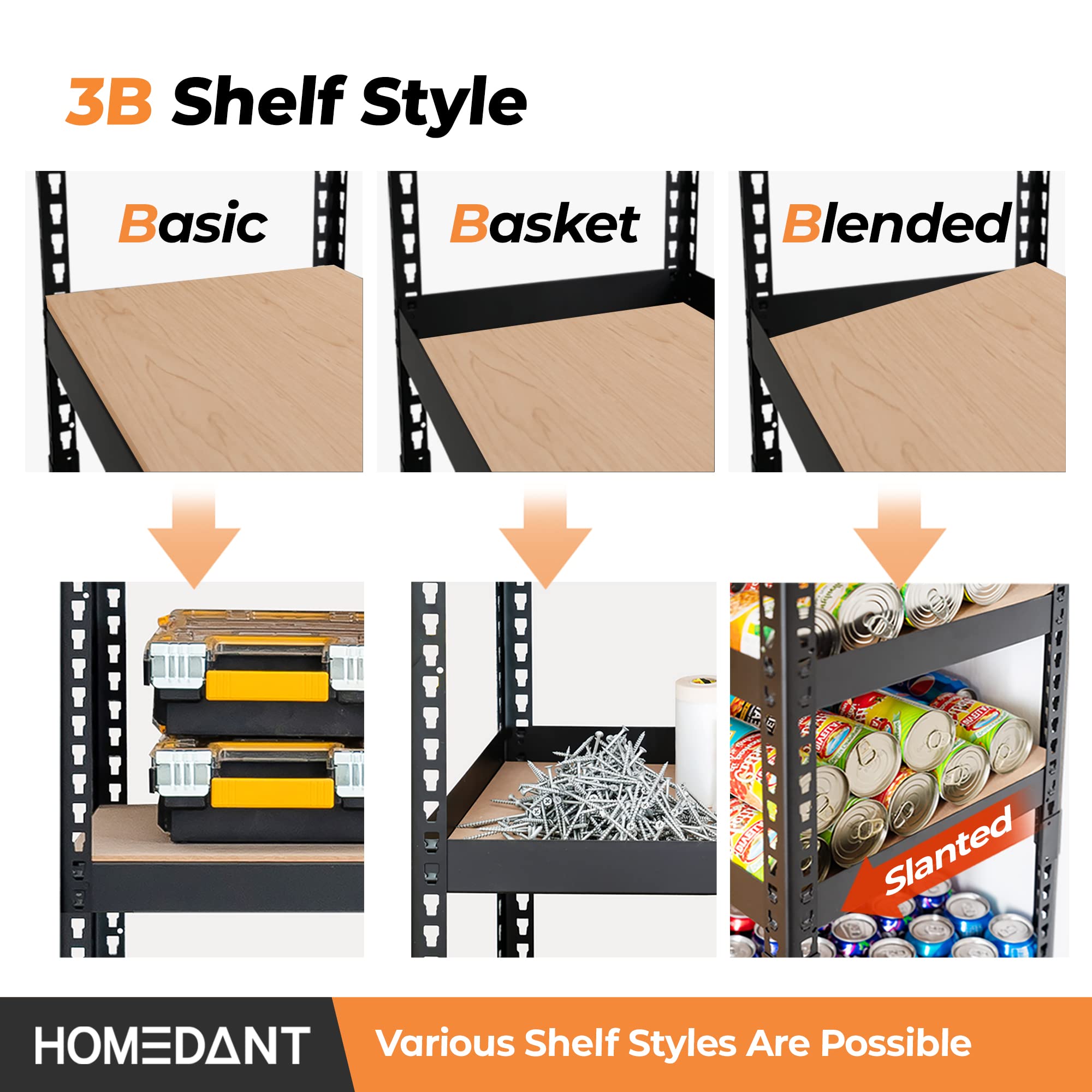 5-Tier Heavy Duty Metal Storage Shelves - Adjustable Boltless Garage Shelving Unit (35.9