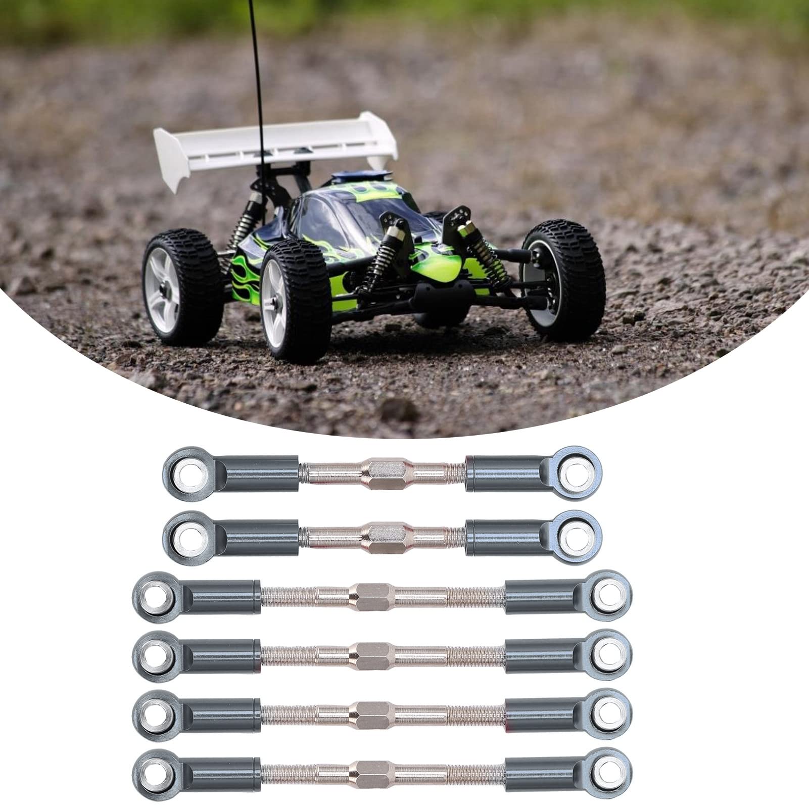 Dilwe RC Pull Rod Link Rod Set - 3 Colors, Metal Steering Servo Linkages Tie Rod for WLtoys 144001 124018 124019 1/14 Scale RC Cars (Titanium) | Durable Upgrade Part for Off-Road Racing & Drifting