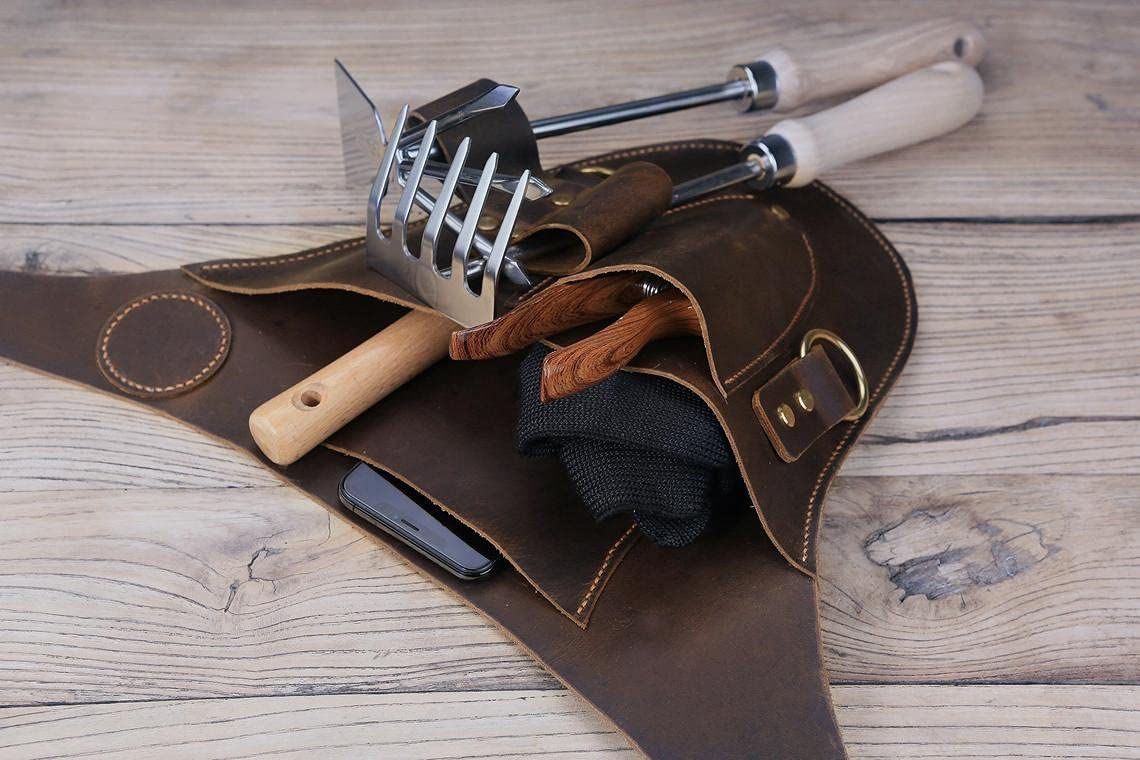 Personalized Distressed Leather Garden Tool Belt with Pockets - Farm Floral Gardening Apron for Planting, Weeding & Harvesting - Perfect for Gardeners, Farmers & Outdoor Enthusiasts