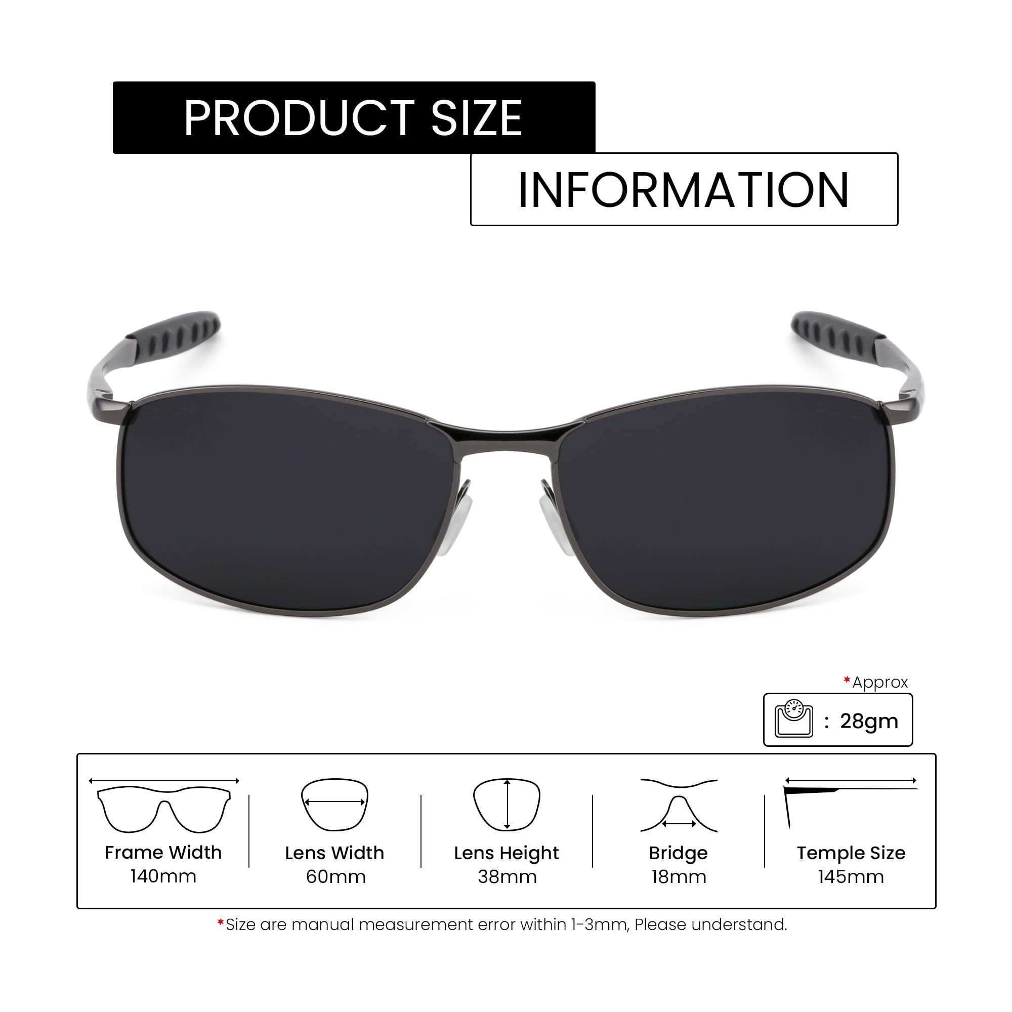 Polarized Wrap Around Driving Sunglasses for Men - UV Protection & Anti-Glare - Perfect for Outdoor Sports, Driving & Travel