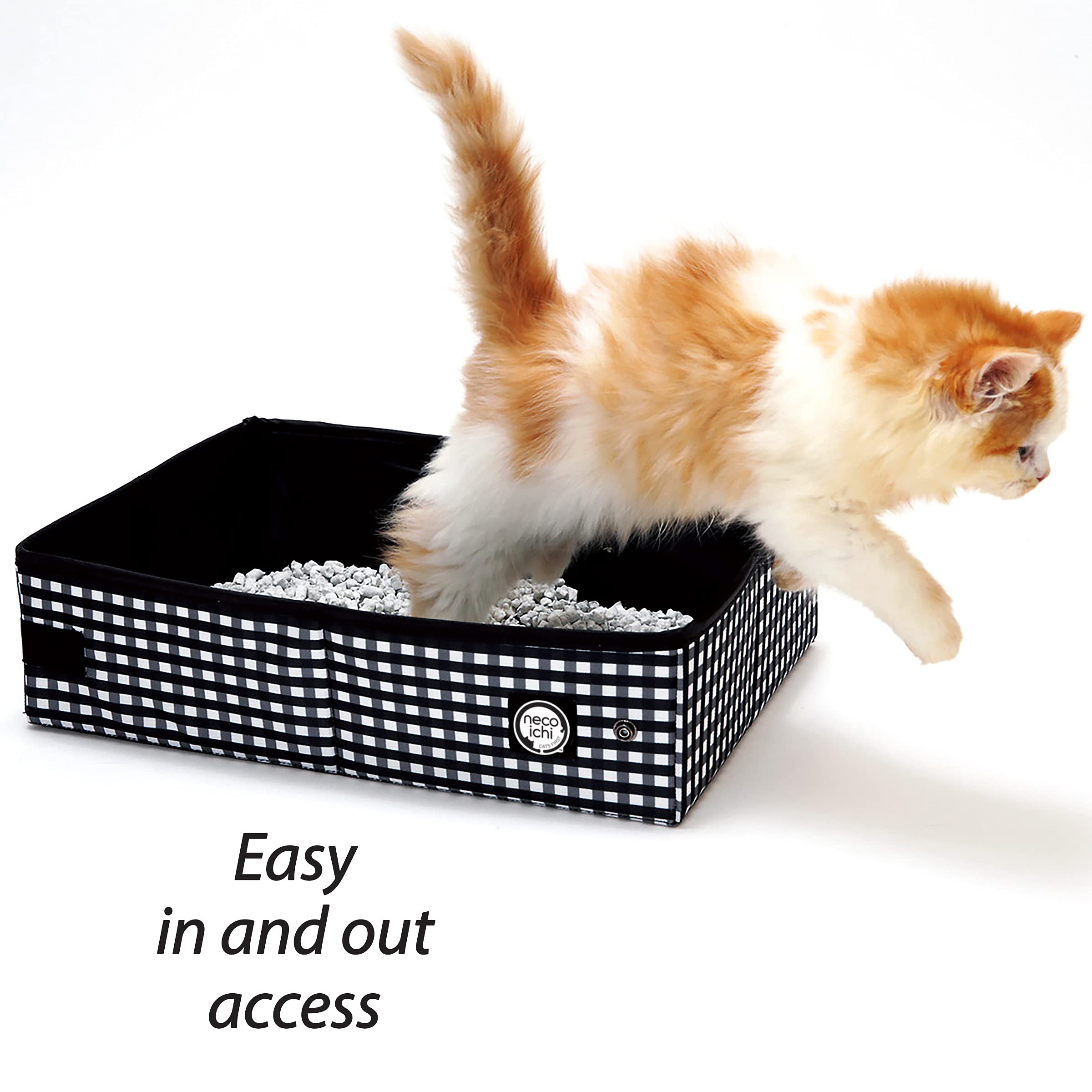 Necoichi Portable Stress-Free Cat Carrier with Litter Box - Lightweight Travel Cage for Indoor & Outdoor Use - Perfect for Vet Visits, Road Trips & Airplane Travel (Black)
