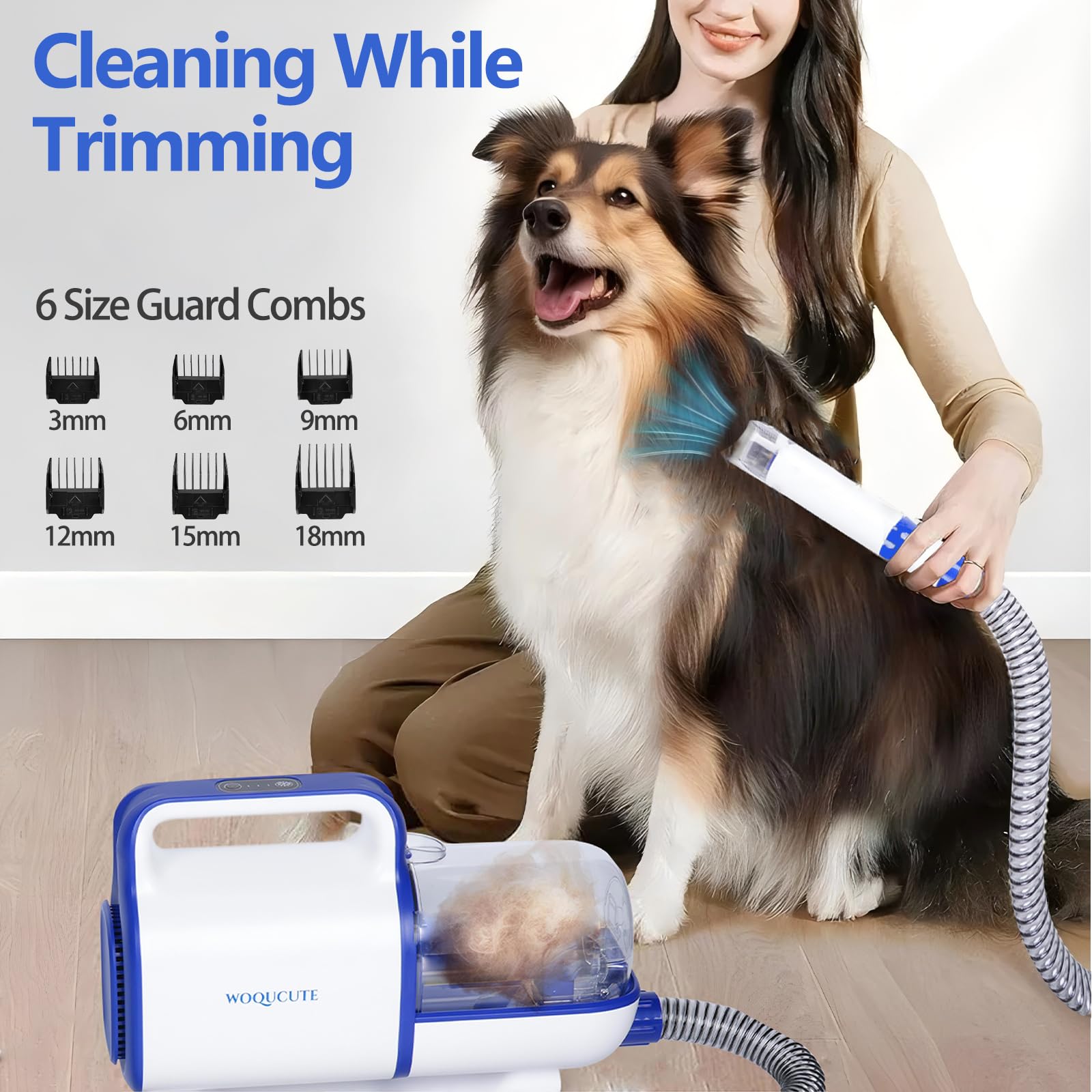 11000Pa Cordless Dog Grooming Vacuum Kit - Low Noise Pet Hair Vacuum for Dogs & Cats with Clipper, Trimmer & Nail Grinder | Perfect for Shedding Control & At-Home Pet Grooming