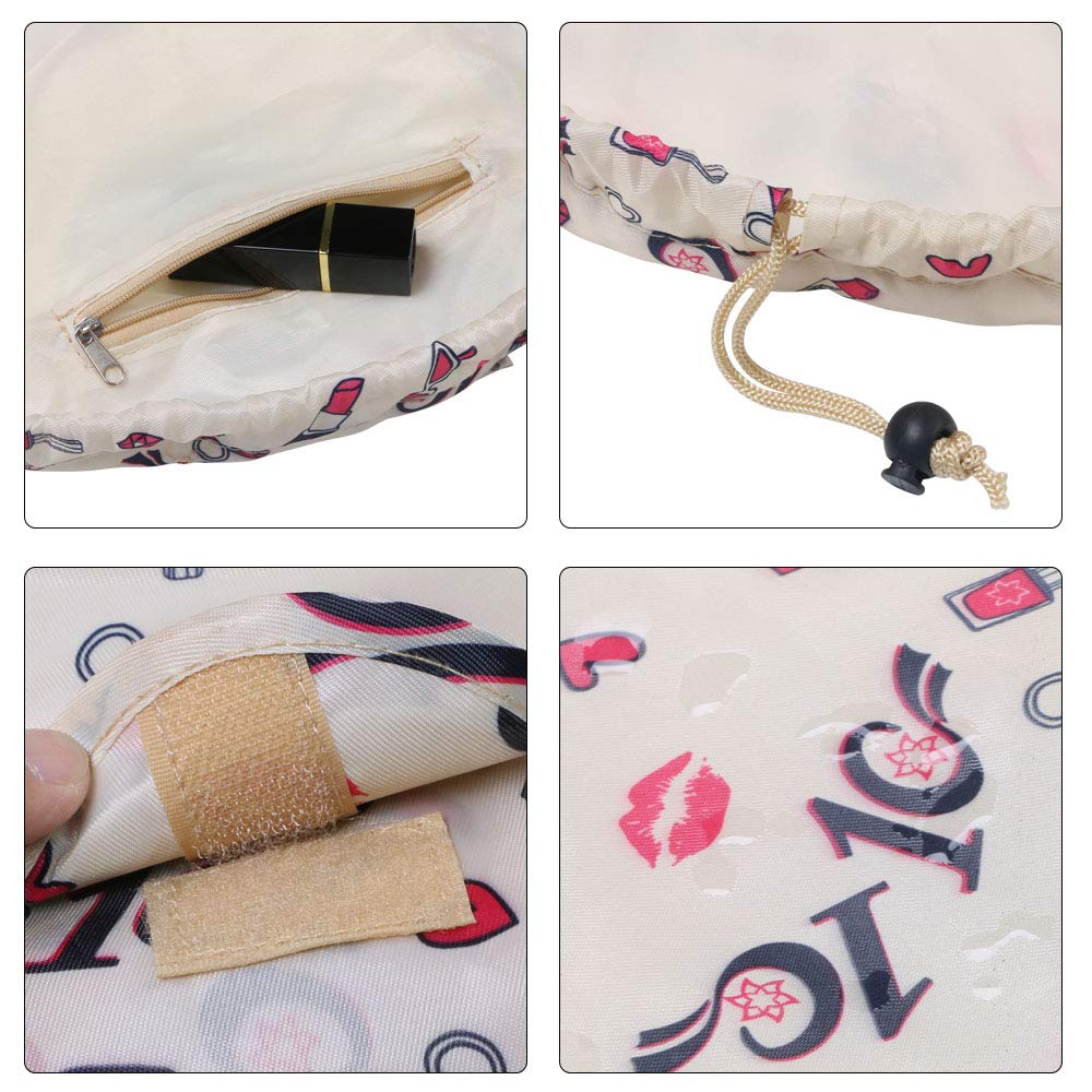 URAQT Women's Makeup Bags - Large Capacity Waterproof Drawstring Cosmetic Organizer for Travel, Gym & Daily Use | Portable Flat Toiletry Pouch for Cosmetics & Essentials