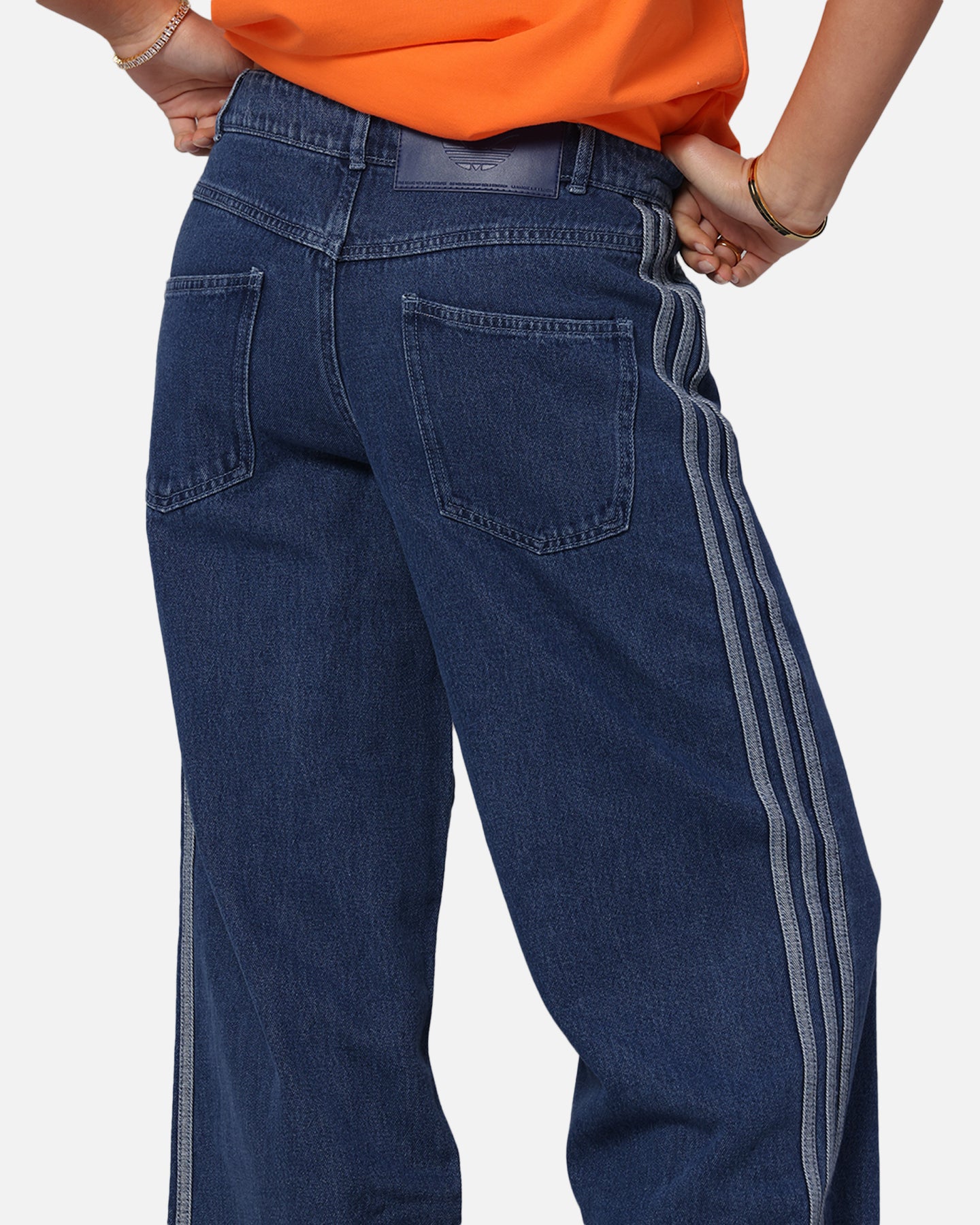 Adidas Women's Denim 3 Stripes Track Pants - Indigo Blue Casual Joggers for Running, Gym & Streetwear Fashion