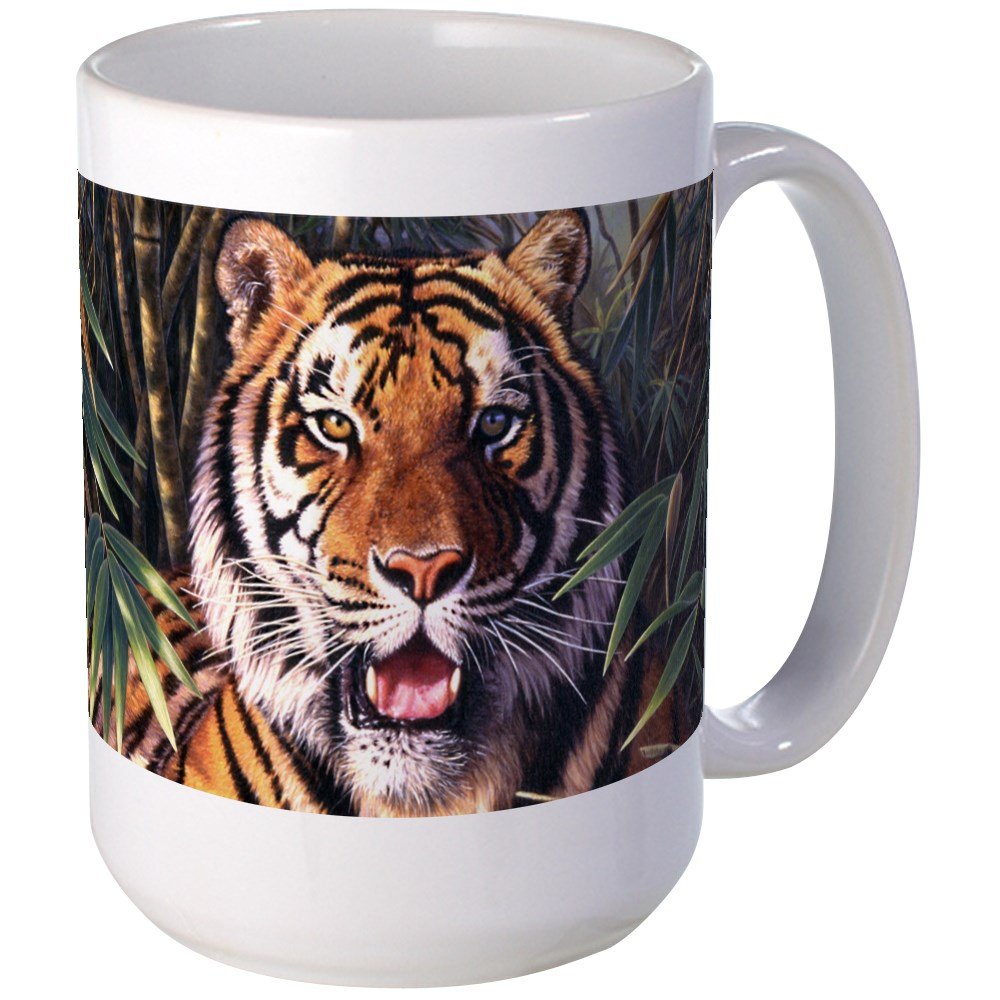 Tiger Tiger Large Coffee Mug - 15 oz White Ceramic Cup for Hot & Cold Drinks - Perfect for Home, Office, or Gifts