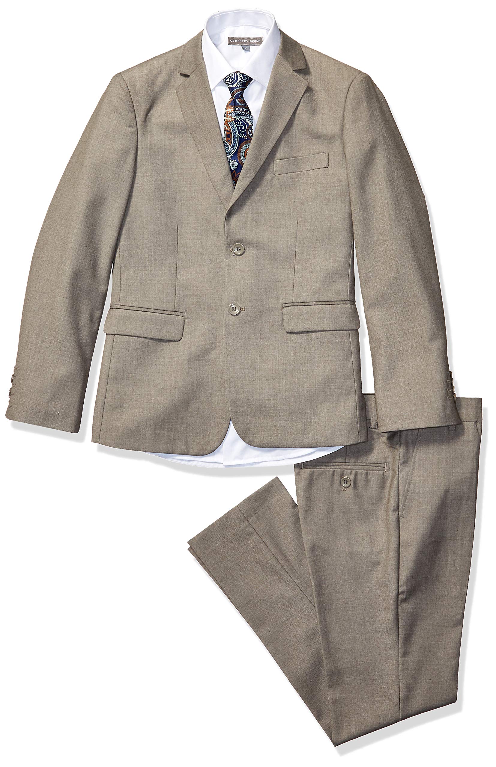 Geoffrey Beene Boys' Modern Fit 5-Piece Suit Set with Jacket, Vest, Trousers, Shirt & Tie | Notch Lapel Design | Multiple Colors | Perfect for Weddings, School Formals & Special Occasions