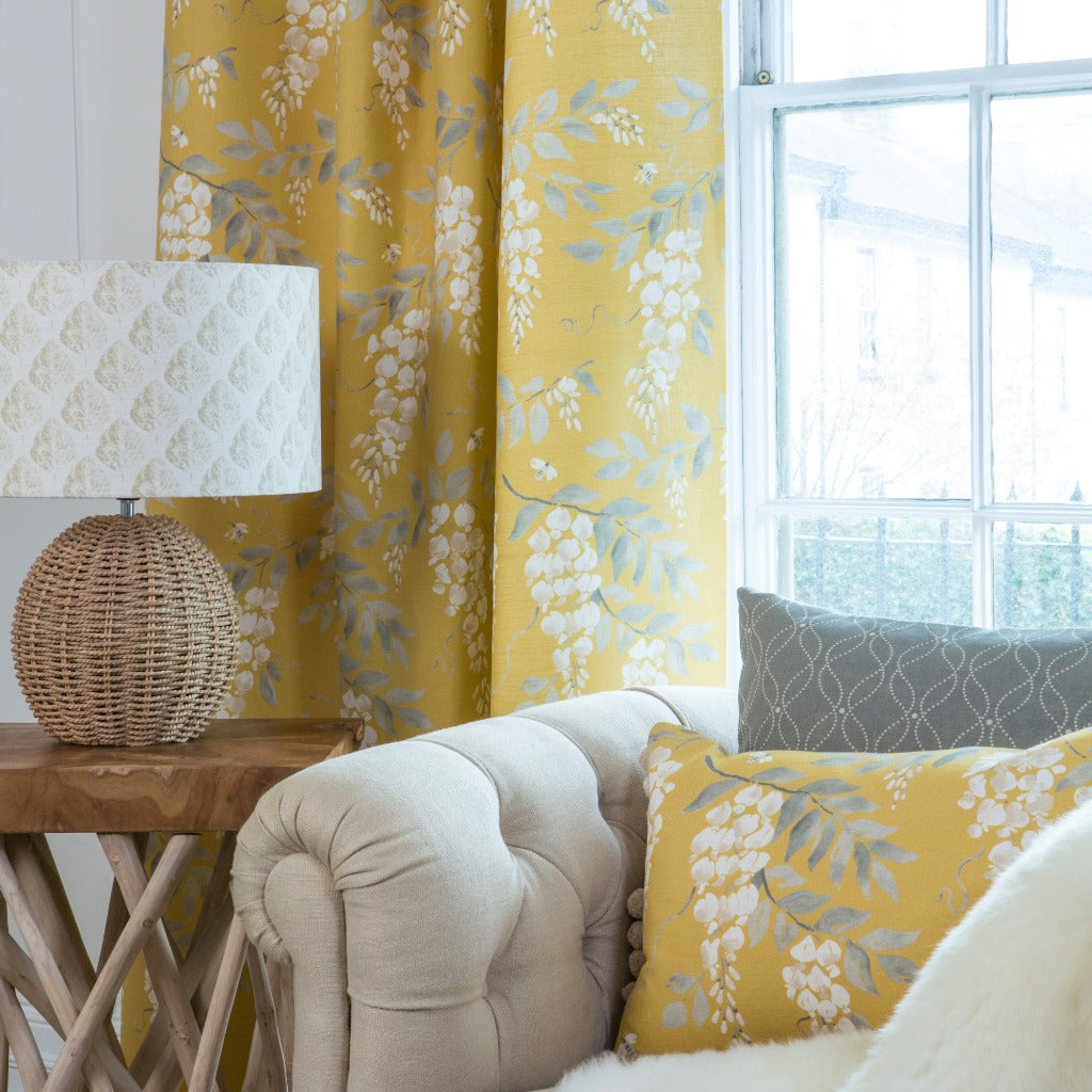 Wisteria Fabric - Soft & Warm Saffron Yellow Home Decor Textile for Curtains, Throw Pillows & DIY Crafts