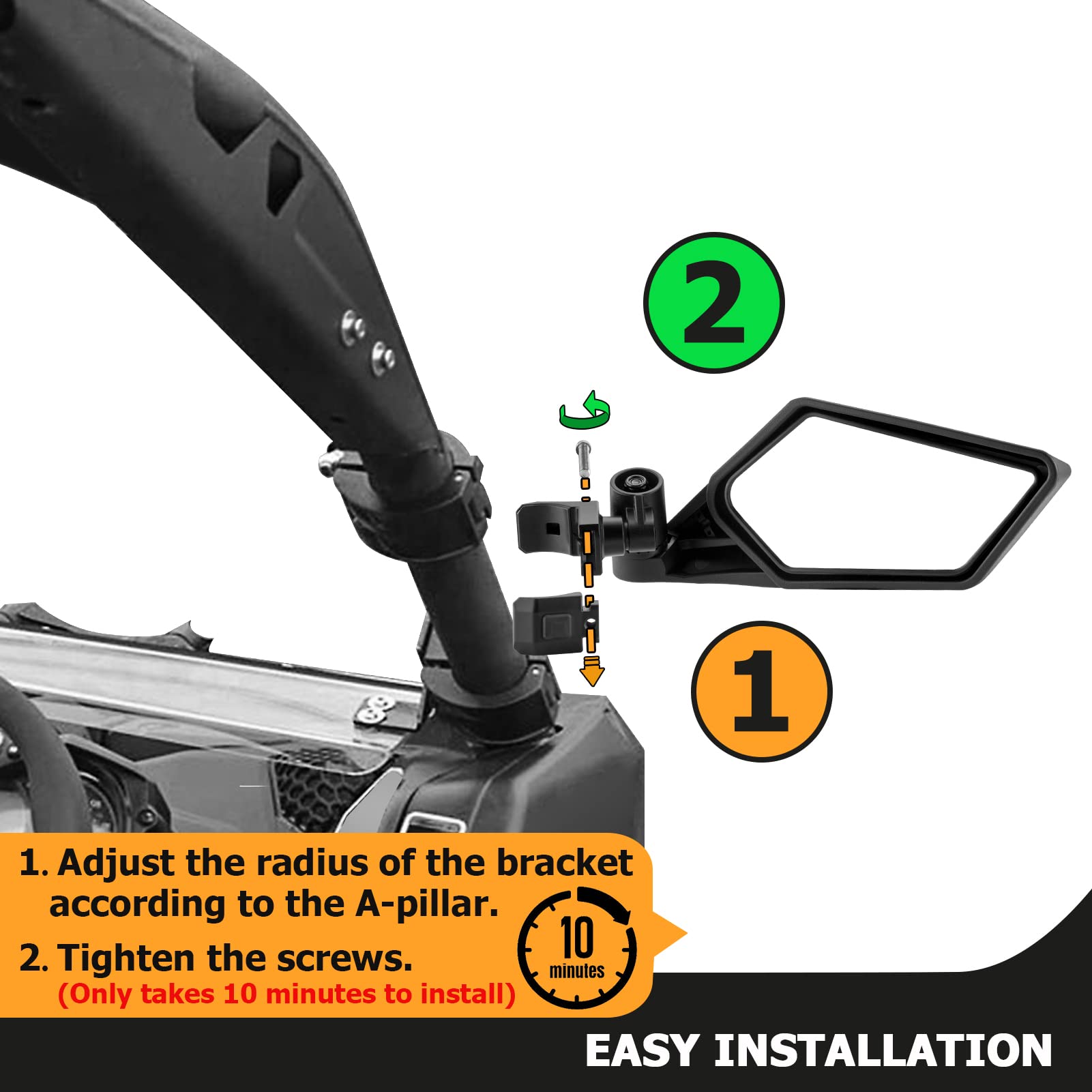 WeiSen UTV Side Mirrors - 1.5