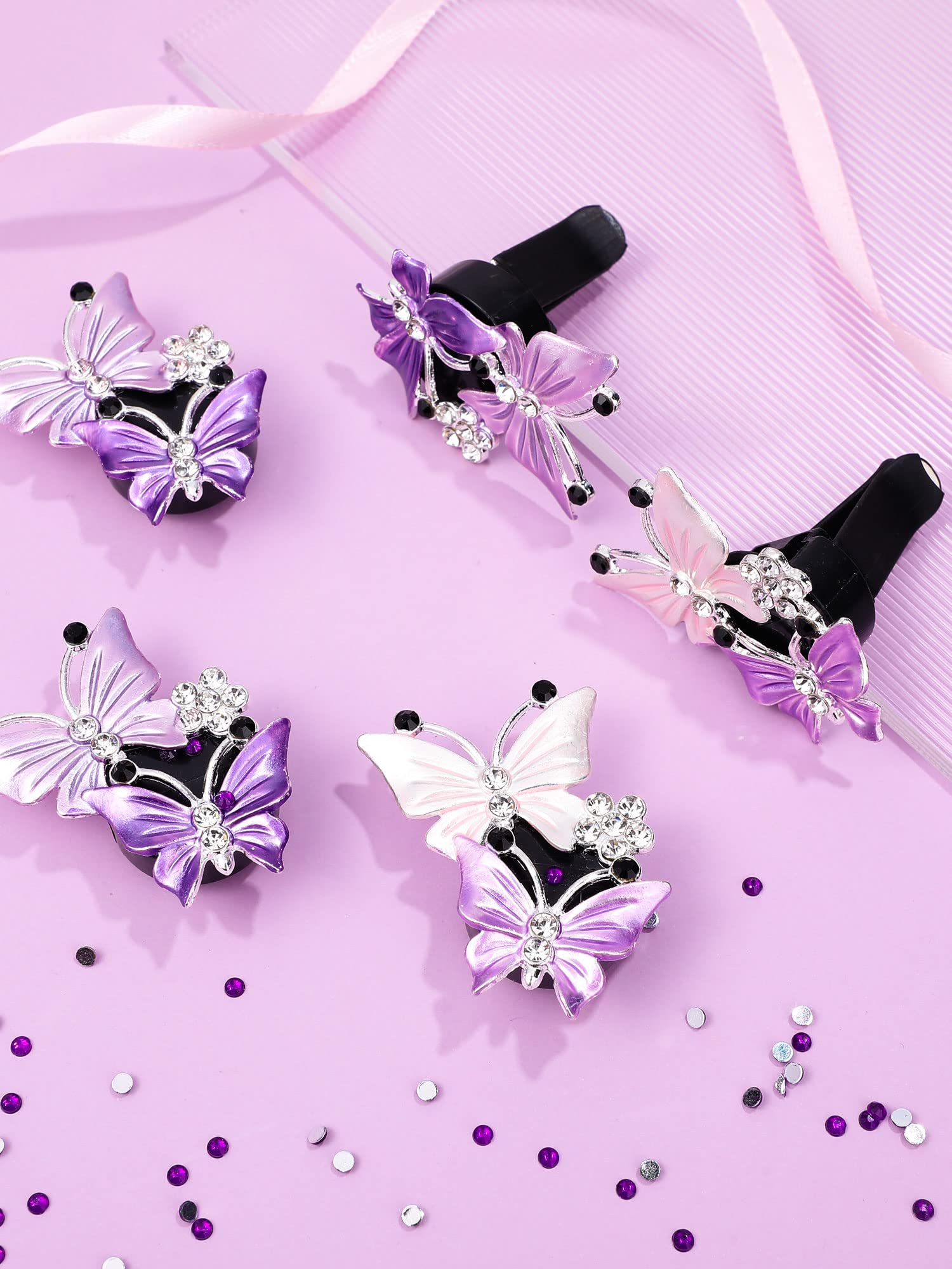 16 Pcs Butterfly Car Air Vent Clips - Bling Essential Oil Diffuser & Air Freshener for Women, Pink Purple Car Interior Decoration, Perfect for Sedans, SUVs, and Trucks