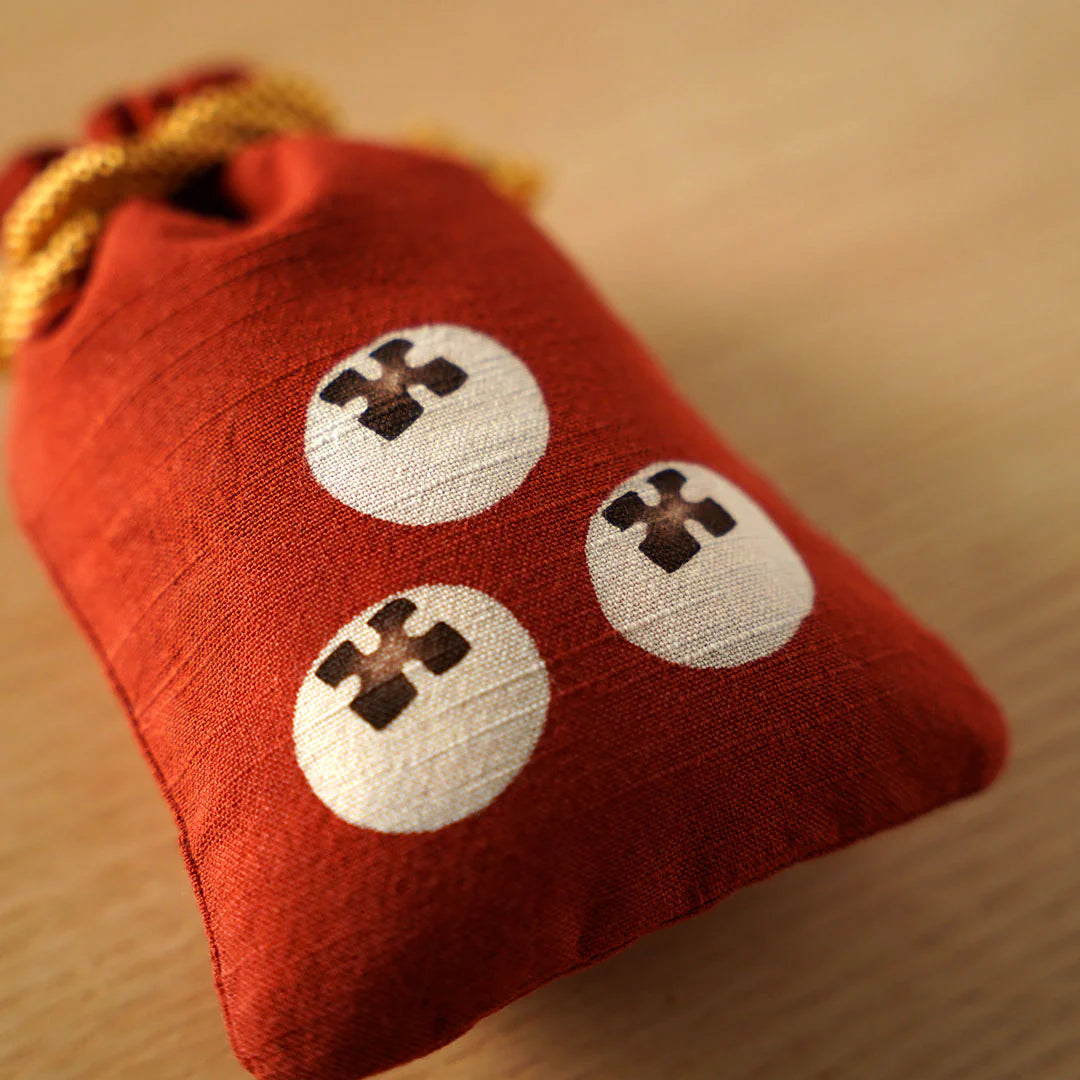 Katazome Small Talisman Bag - Japanese Traditional Persimmon Drawstring Pouch for Good Luck Charms, Jewelry & Keepsakes | Perfect for Travel, Gifts & Spiritual Protection