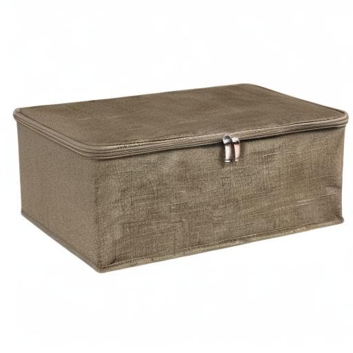 ANMINY 2-Pack Foldable Storage Bins with Zipper Lid & Handles - Small Size Coffee Fabric Closet Organizer Boxes for Clothes, Toys, Blankets & Home Organization | Perfect for Bedroom, Nursery & Closet Storage