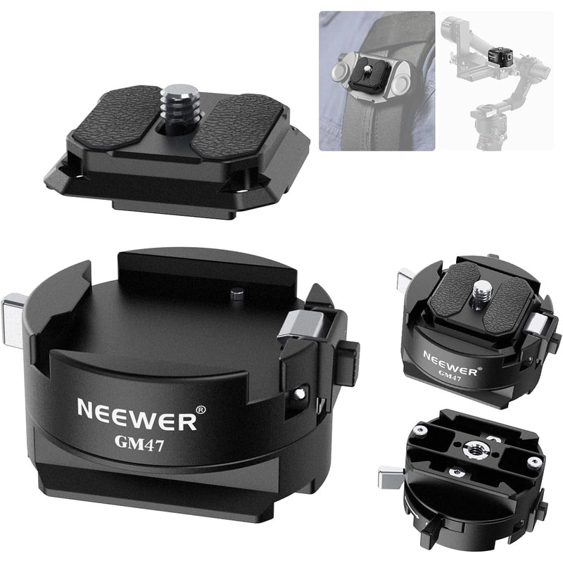 Neewer GM47 Quick Release Plate with Clamp Base - Compatible with DSLR Cameras, Video Cameras & Tripods - Perfect for Photography, Videography & Studio Setups