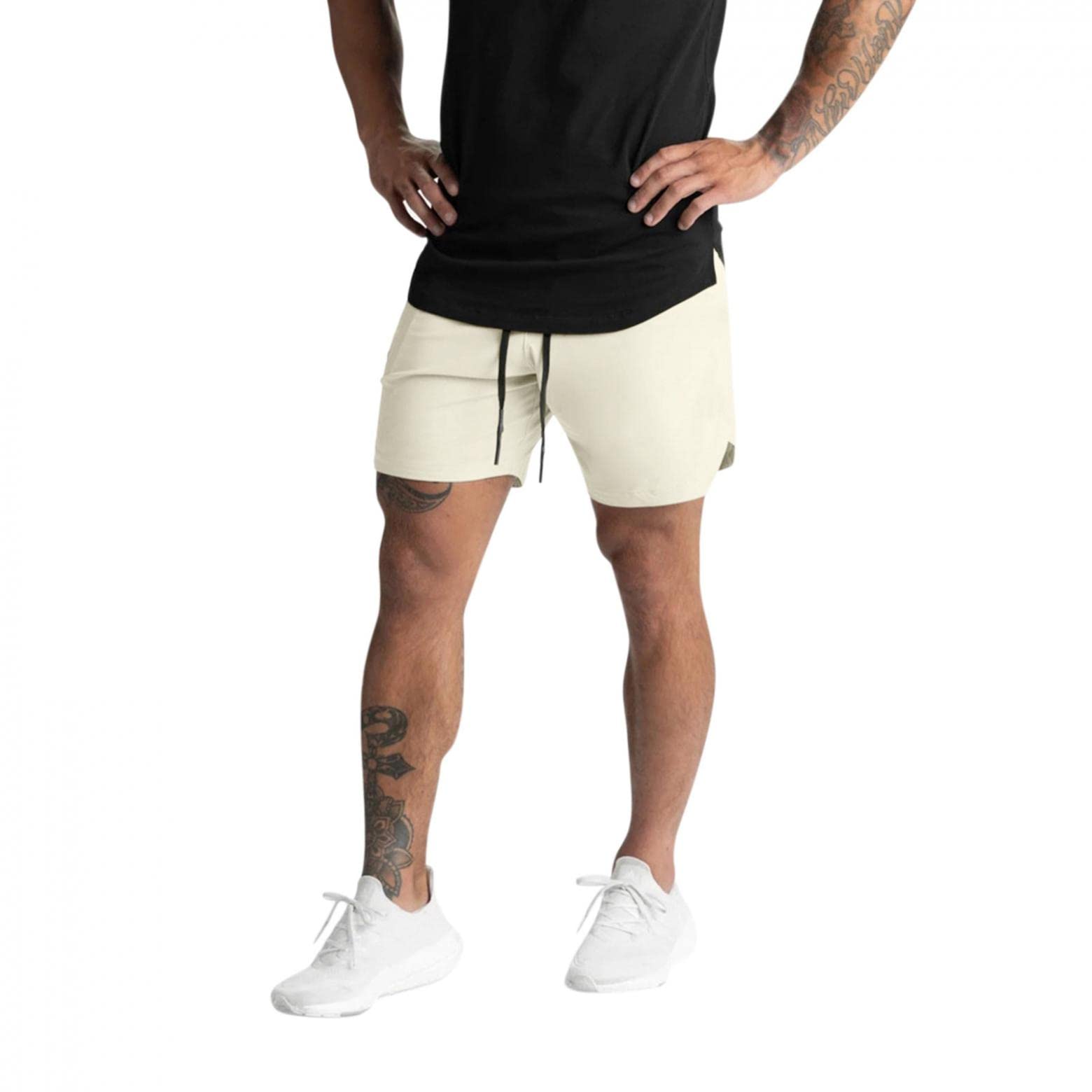 **Men's Comfort Flex Waistband Casual Shorts with Pockets - Breathable Workout & Lounge Shorts for Gym, Running, Travel & Everyday Wear**